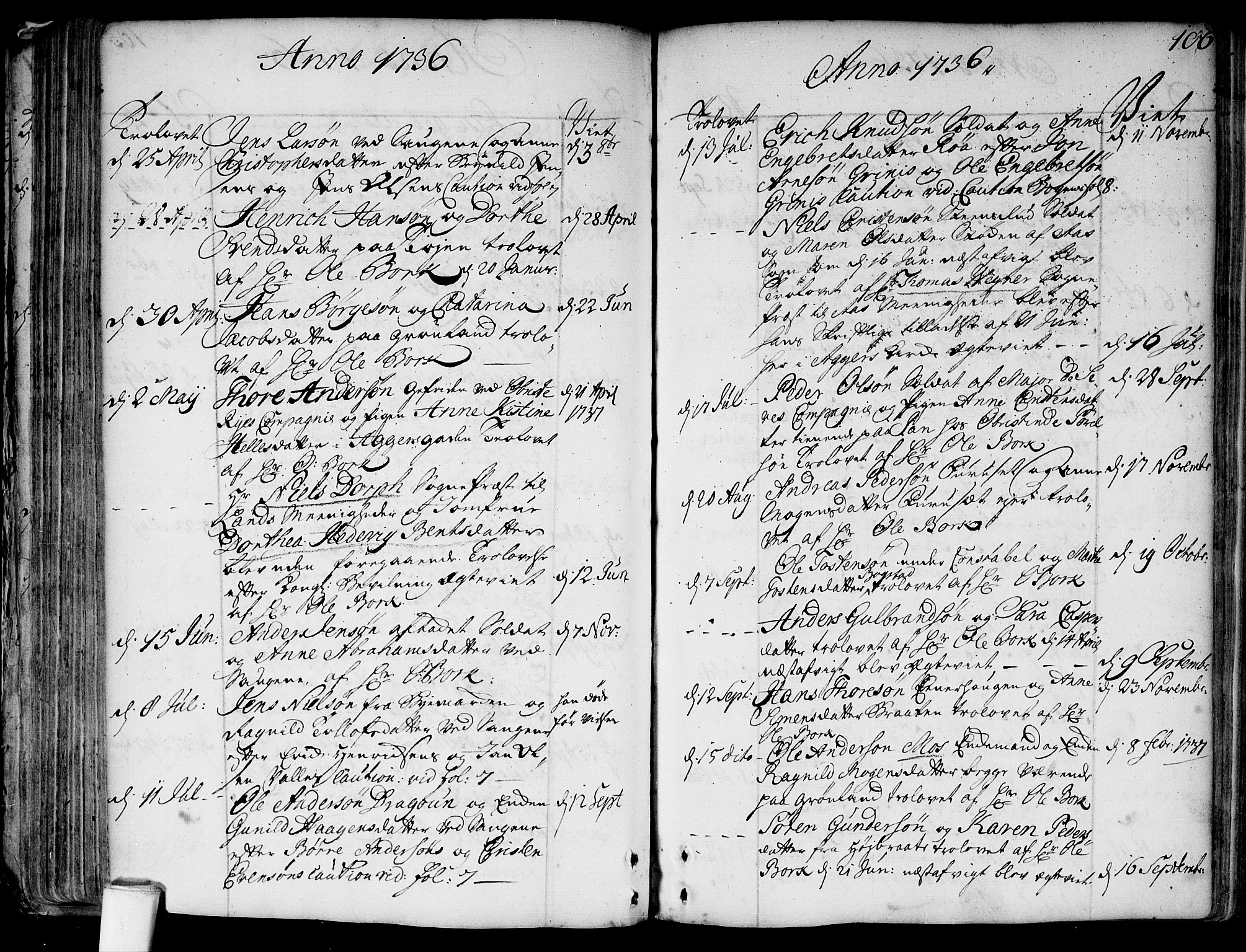 Aker prestekontor kirkebøker, SAO/A-10861/F/L0007: Parish register (official) no. 7, 1734-1748, p. 106