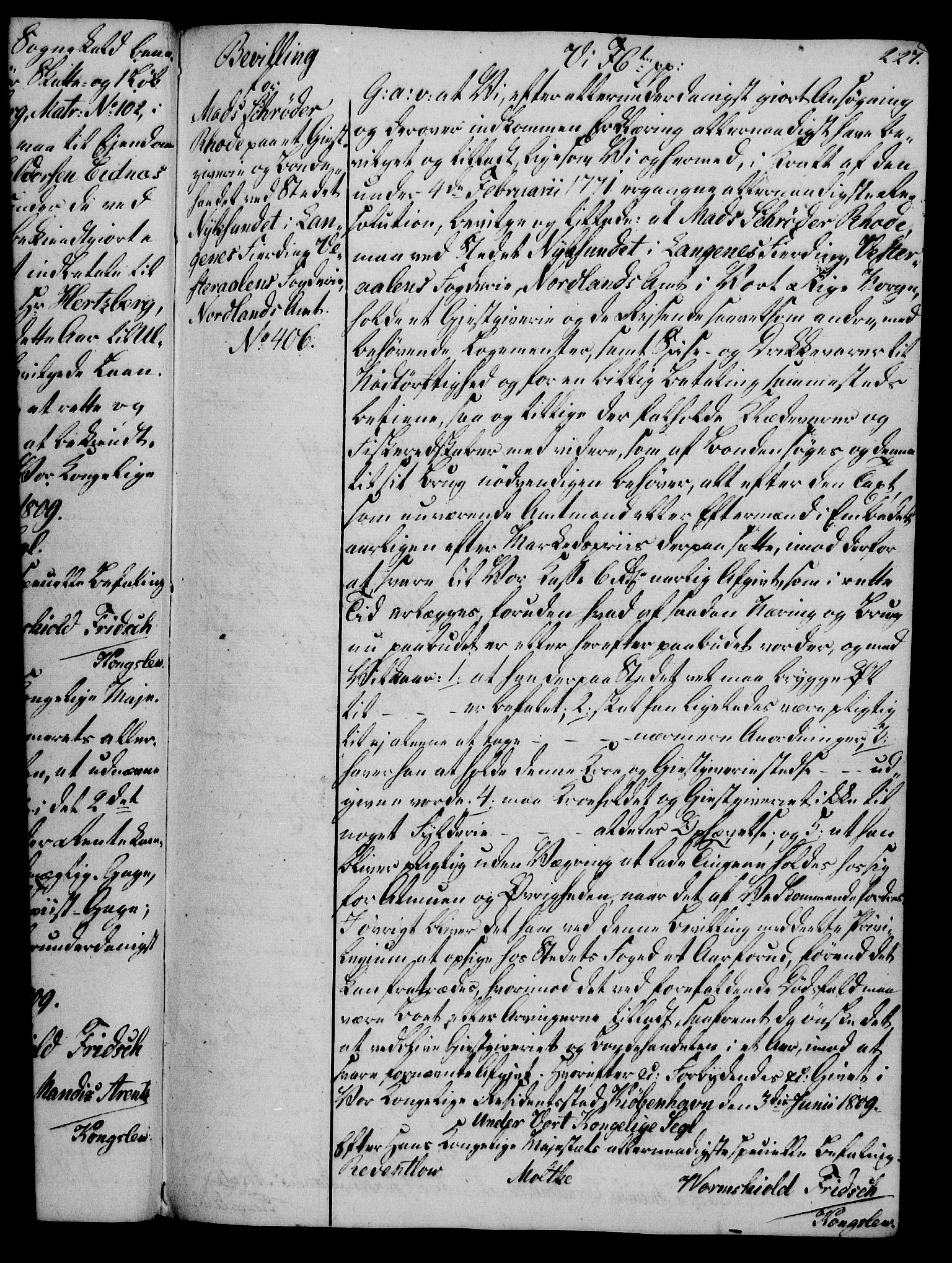 Rentekammeret, Kammerkanselliet, AV/RA-EA-3111/G/Gg/Gga/L0019: Norsk ekspedisjonsprotokoll med register (merket RK 53.19), 1807-1810, p. 227