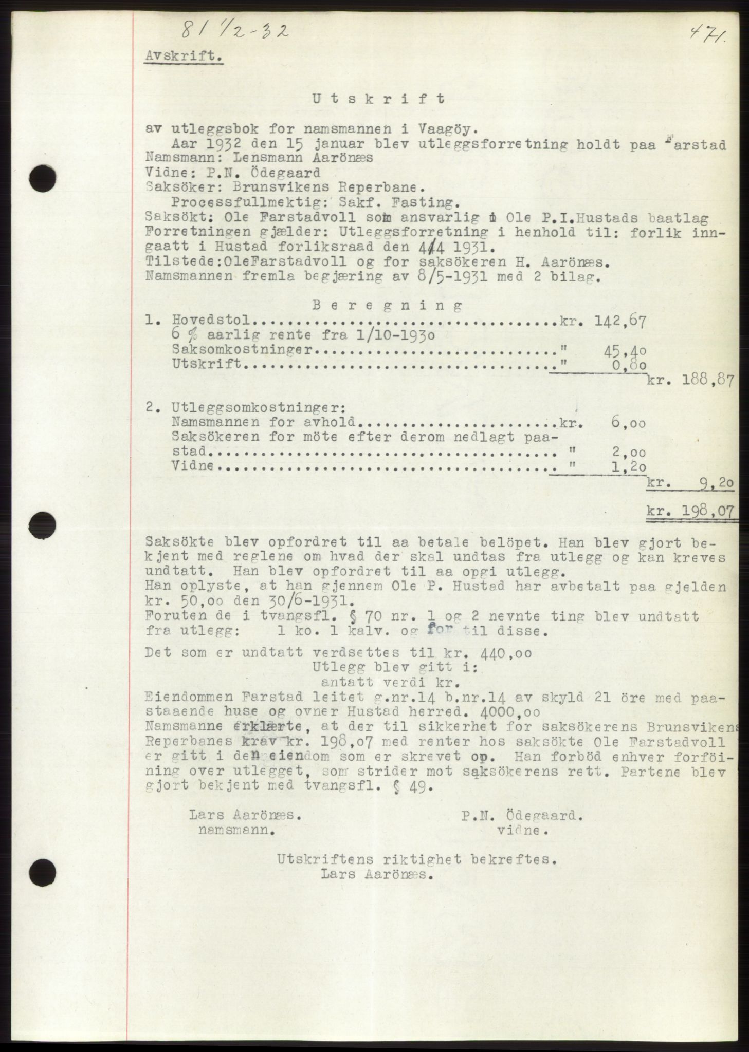 Romsdal sorenskriveri, AV/SAT-A-4149/1/2/2C/L0060: Mortgage book no. 54, 1931-1932, Deed date: 01.02.1932