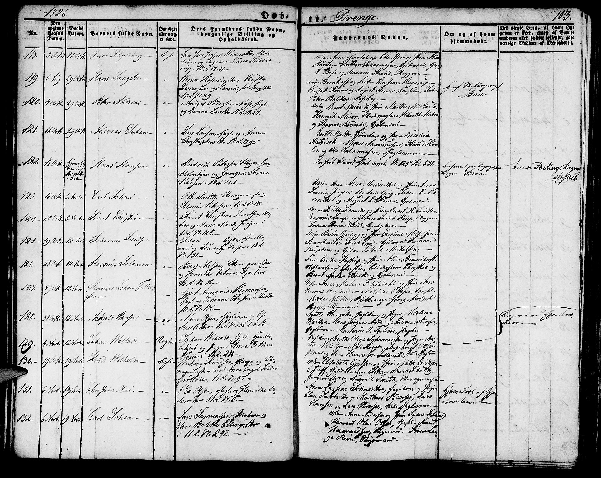 Domkirken sokneprestembete, SAB/A-74801/H/Haa/L0012: Parish register (official) no. A 12, 1821-1840, p. 103