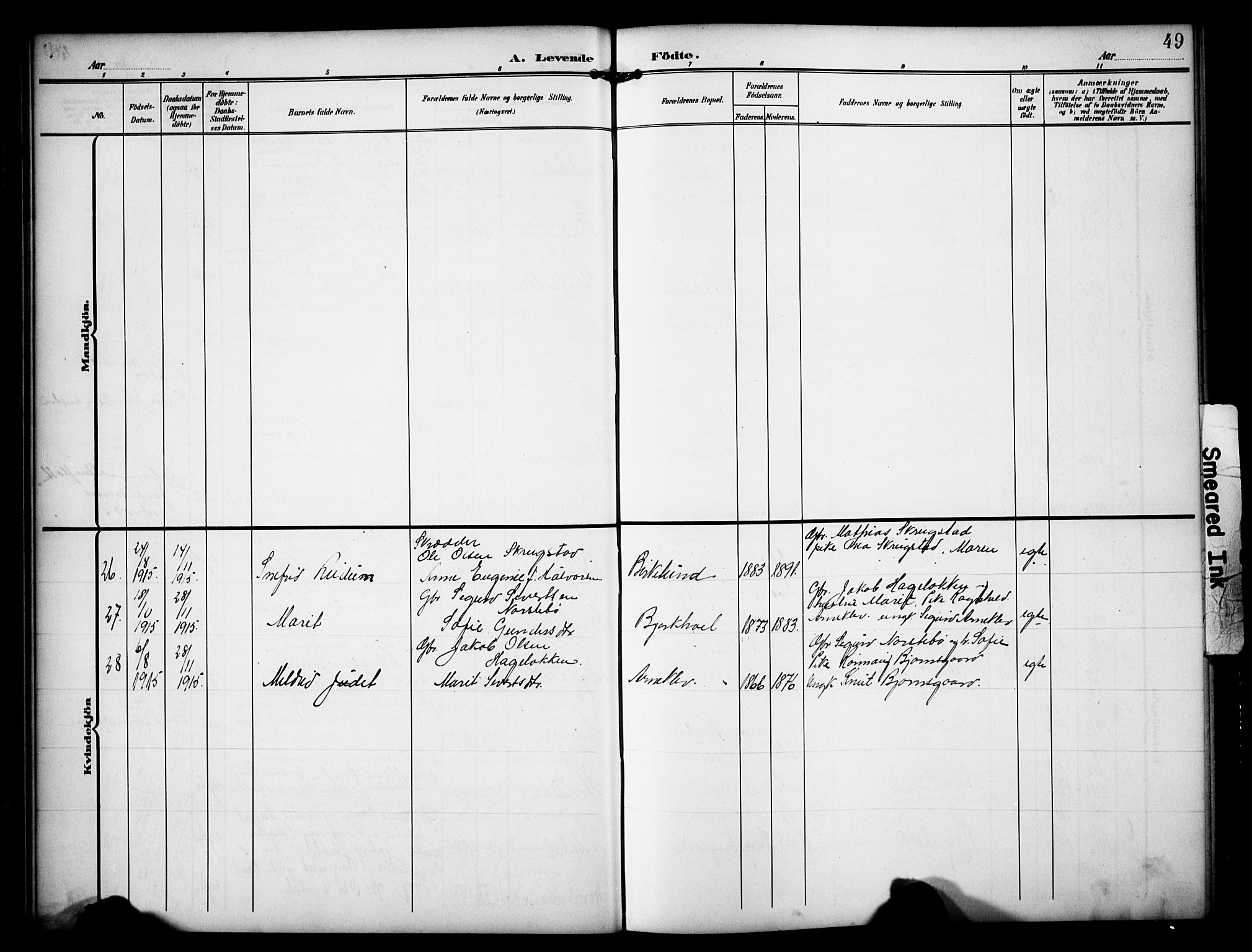 Dovre prestekontor, SAH/PREST-066/H/Ha/Hab/L0003: Parish register (copy) no. 3, 1907-1929, p. 49