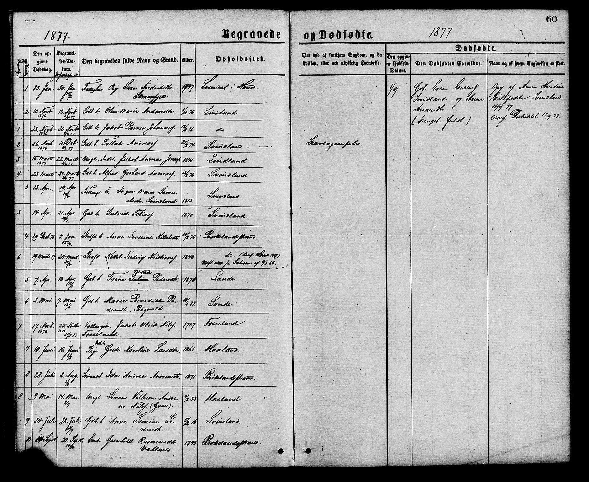 Kvinesdal sokneprestkontor, AV/SAK-1111-0026/F/Fa/Faa/L0003: Parish register (official) no. A 3, 1877-1882, p. 60