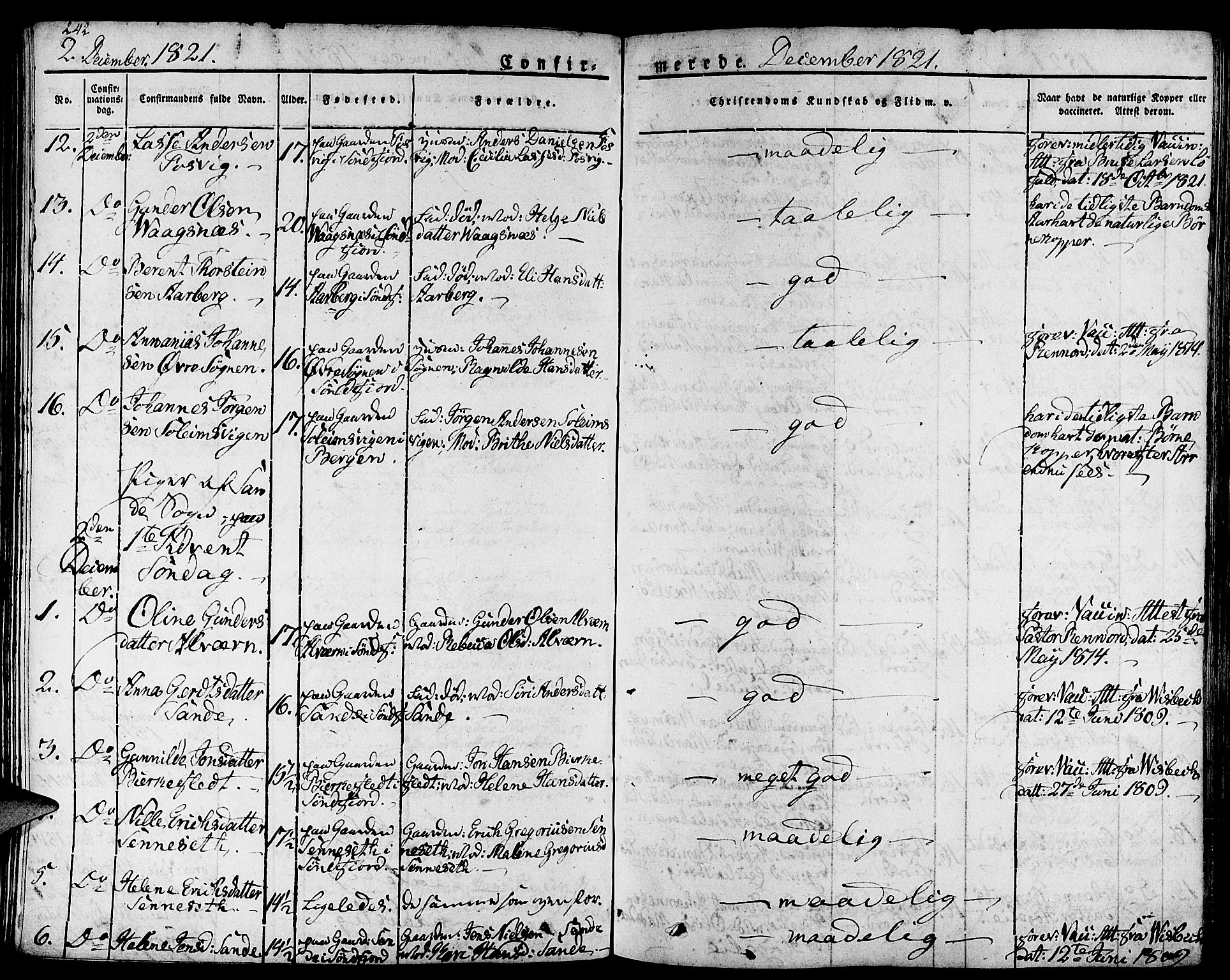 Gaular sokneprestembete, AV/SAB-A-80001/H/Haa: Parish register (official) no. A 3, 1821-1840, p. 242