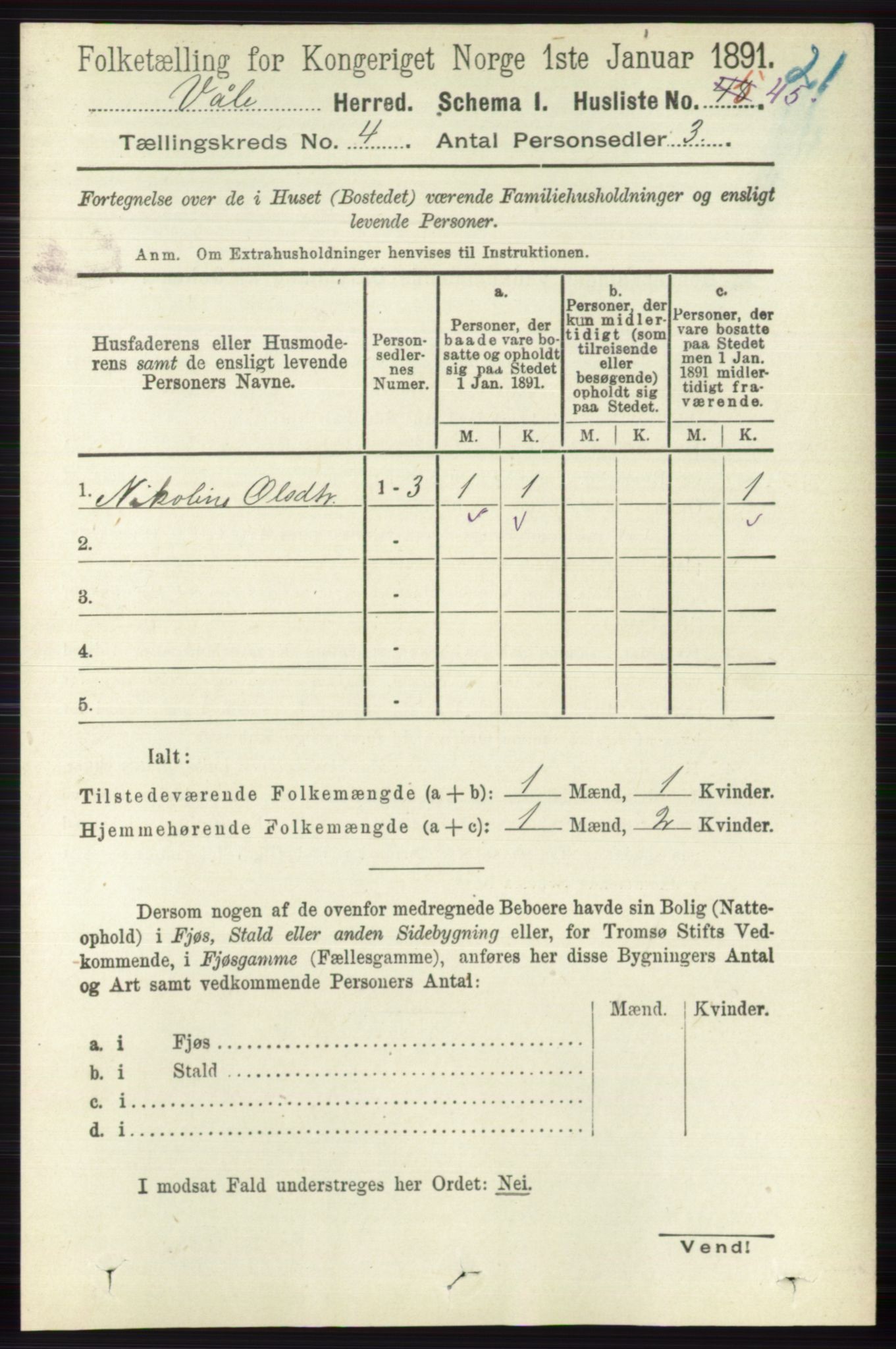 RA, 1891 census for 0716 Våle, 1891, p. 981