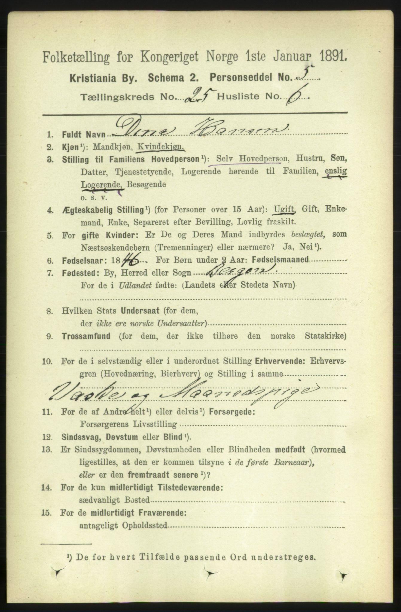 RA, 1891 census for 0301 Kristiania, 1891, p. 12396