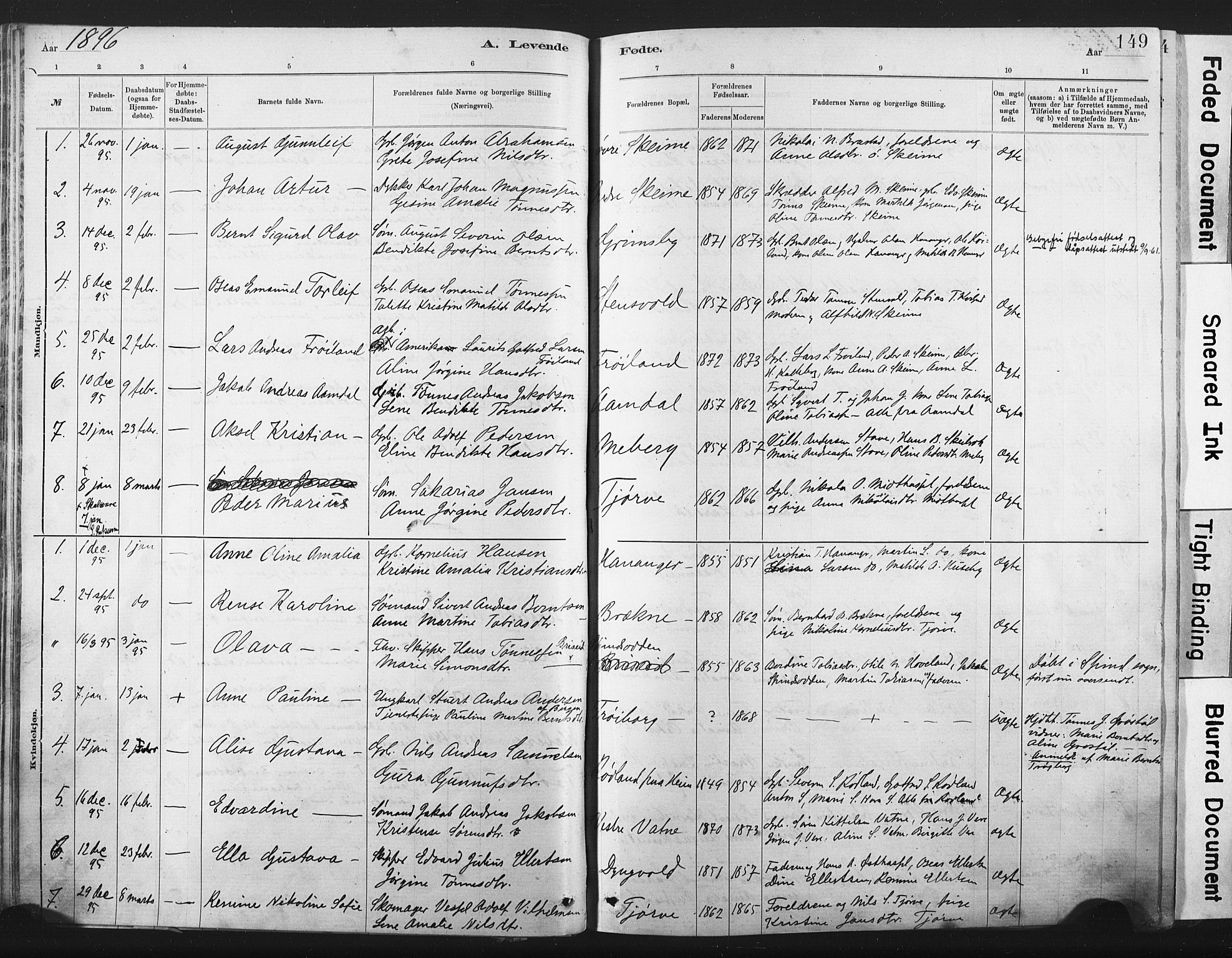 Lista sokneprestkontor, AV/SAK-1111-0027/F/Fa/L0012: Parish register (official) no. A 12, 1879-1903, p. 149