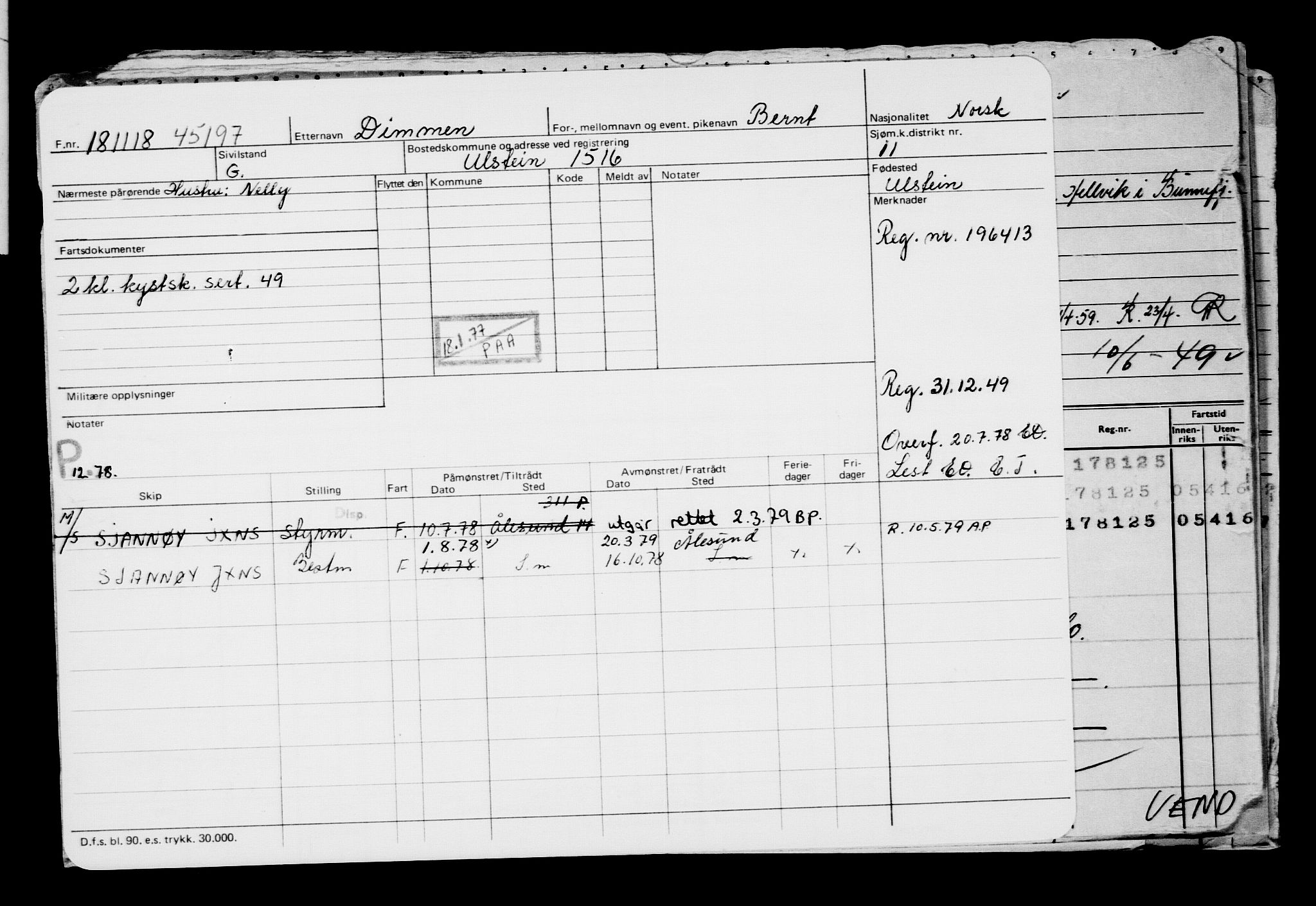 Direktoratet for sjømenn, AV/RA-S-3545/G/Gb/L0164: Hovedkort, 1918, p. 161