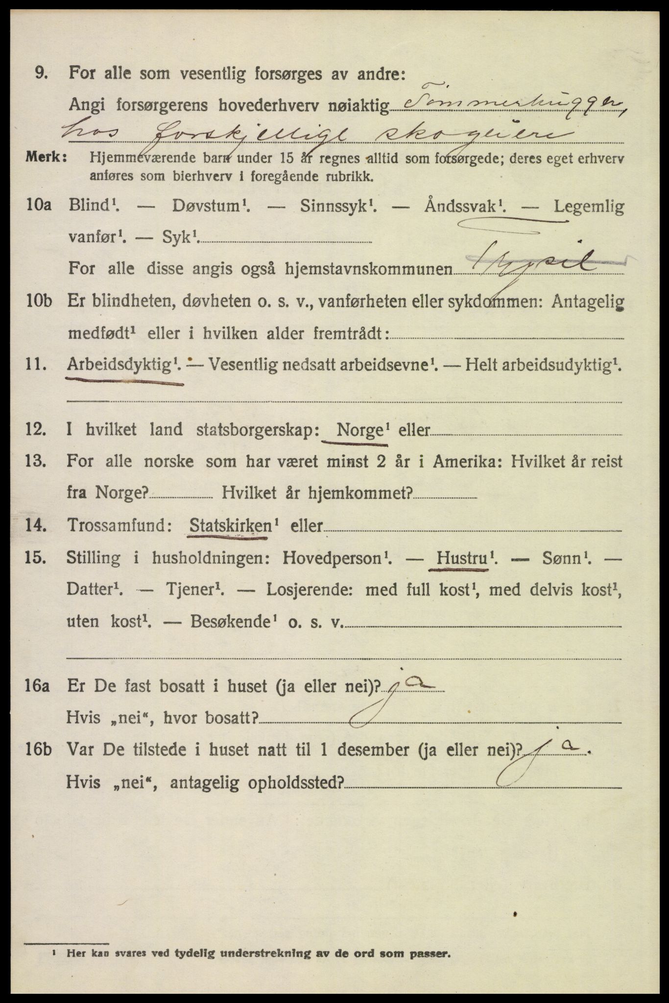 SAH, 1920 census for Trysil, 1920, p. 9396