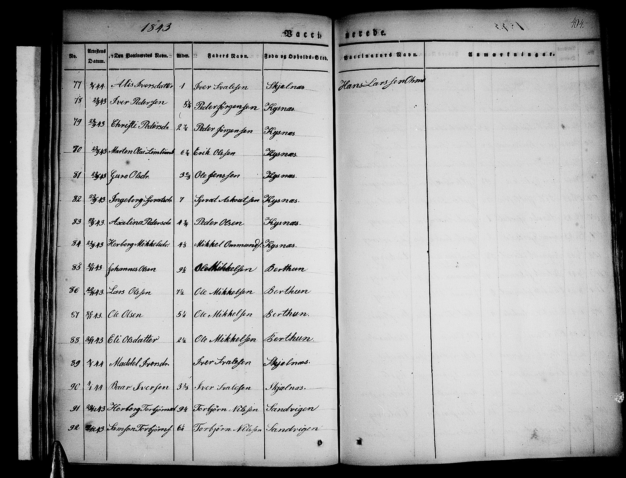 Strandebarm sokneprestembete, AV/SAB-A-78401/H/Haa: Parish register (official) no. A 6, 1826-1843, p. 404