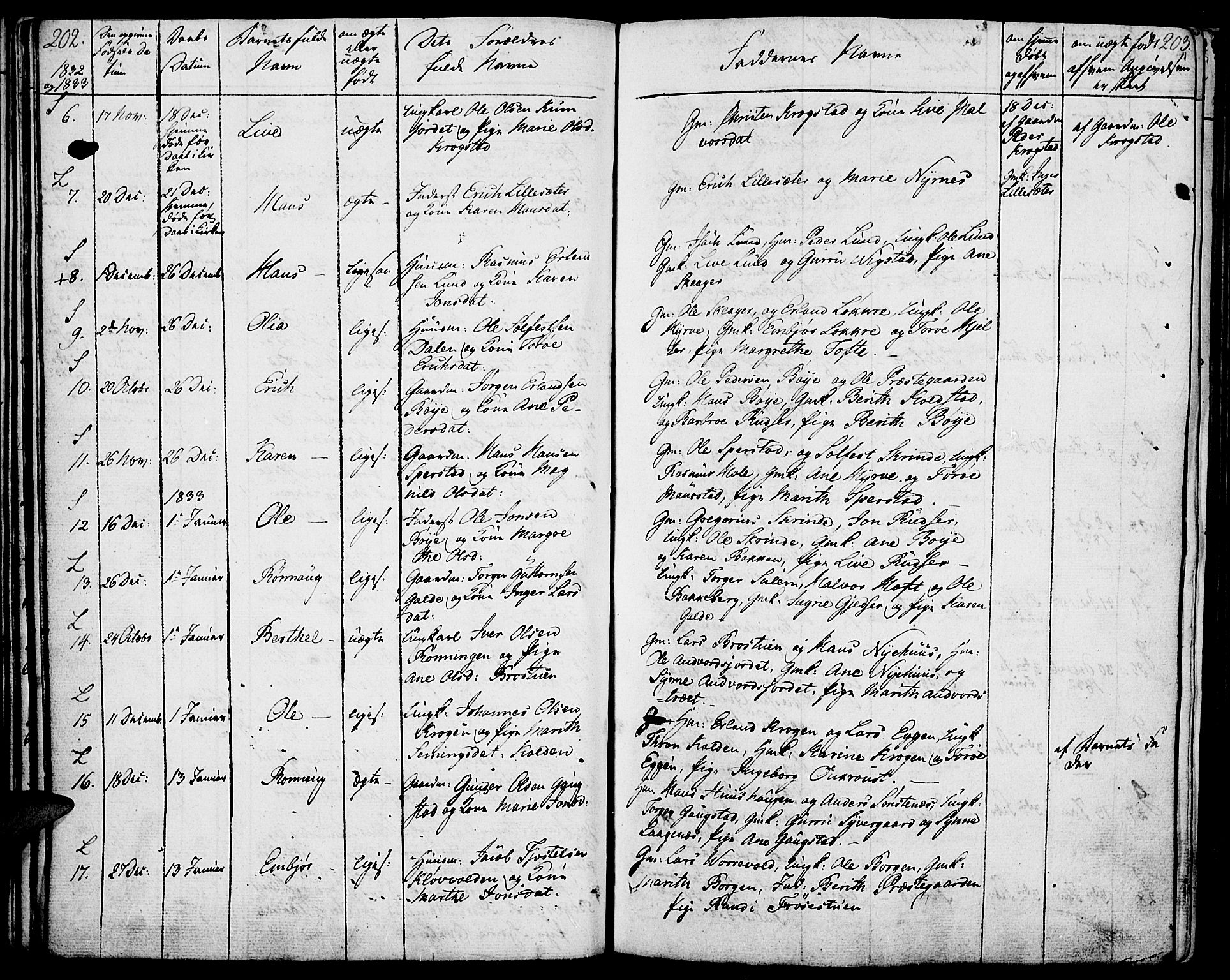 Lom prestekontor, SAH/PREST-070/K/L0005: Parish register (official) no. 5, 1825-1837, p. 202-203