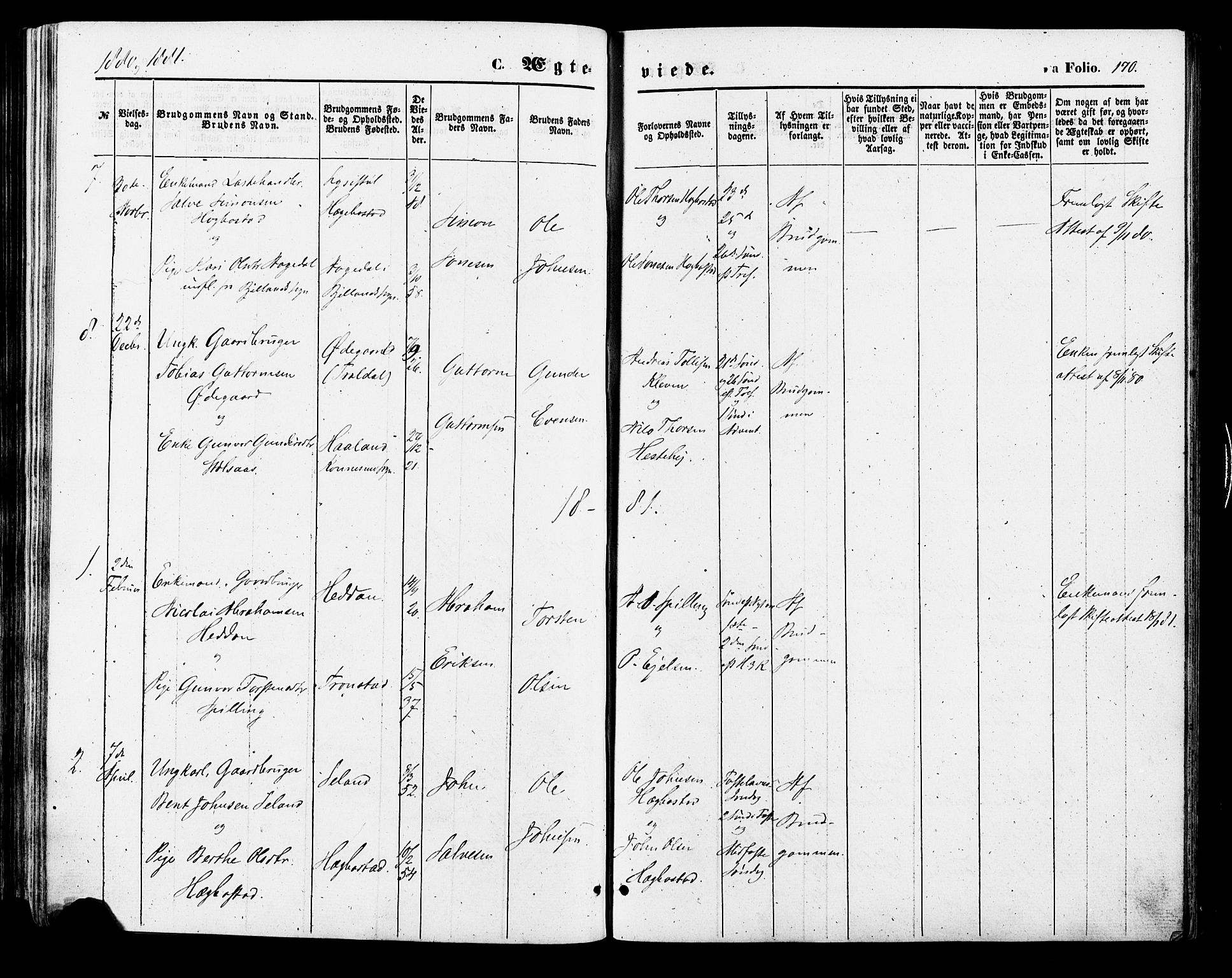 Nord-Audnedal sokneprestkontor, AV/SAK-1111-0032/F/Fa/Fab/L0002: Parish register (official) no. A 2, 1859-1882, p. 170