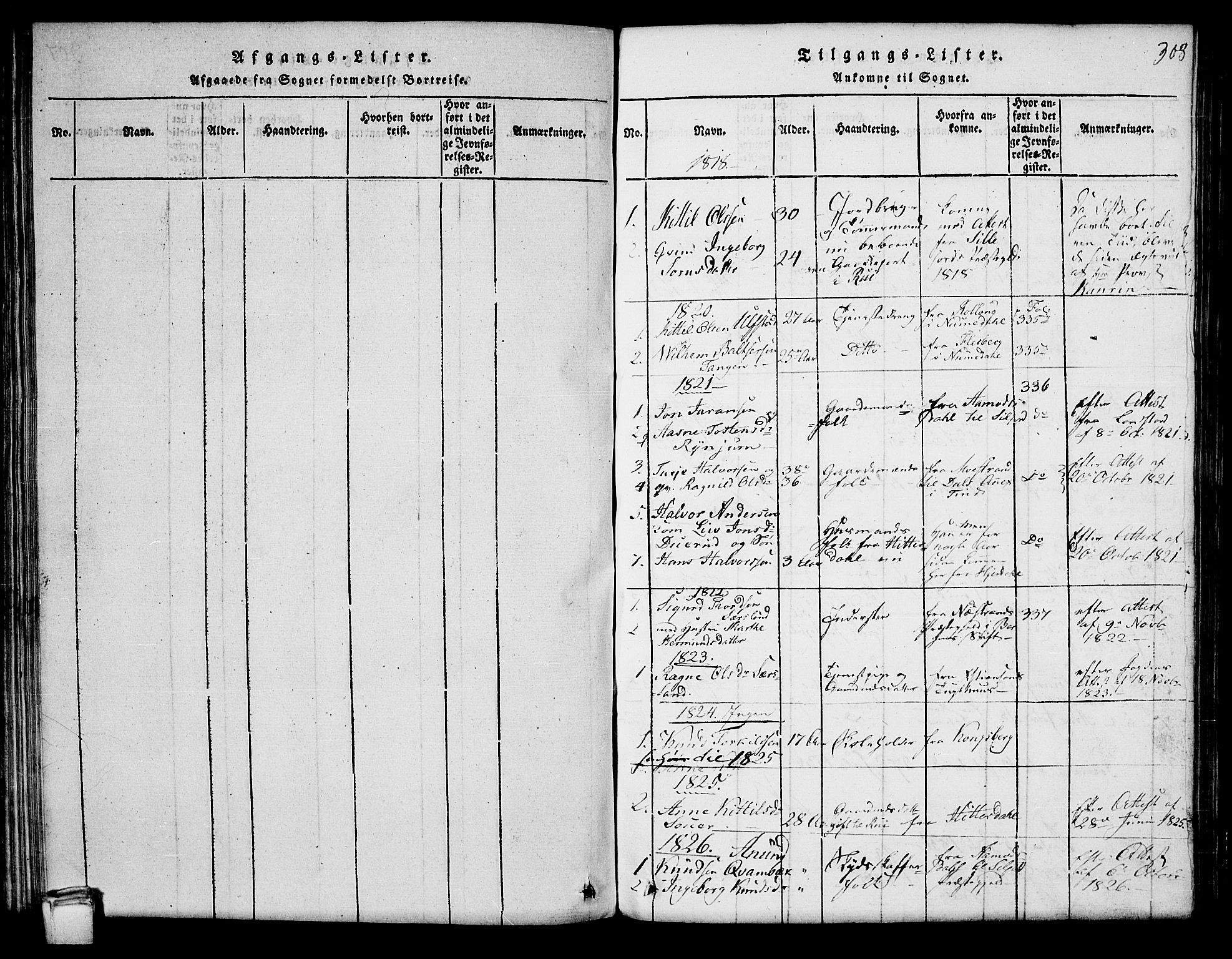 Hjartdal kirkebøker, SAKO/A-270/G/Ga/L0001: Parish register (copy) no. I 1, 1815-1842, p. 308