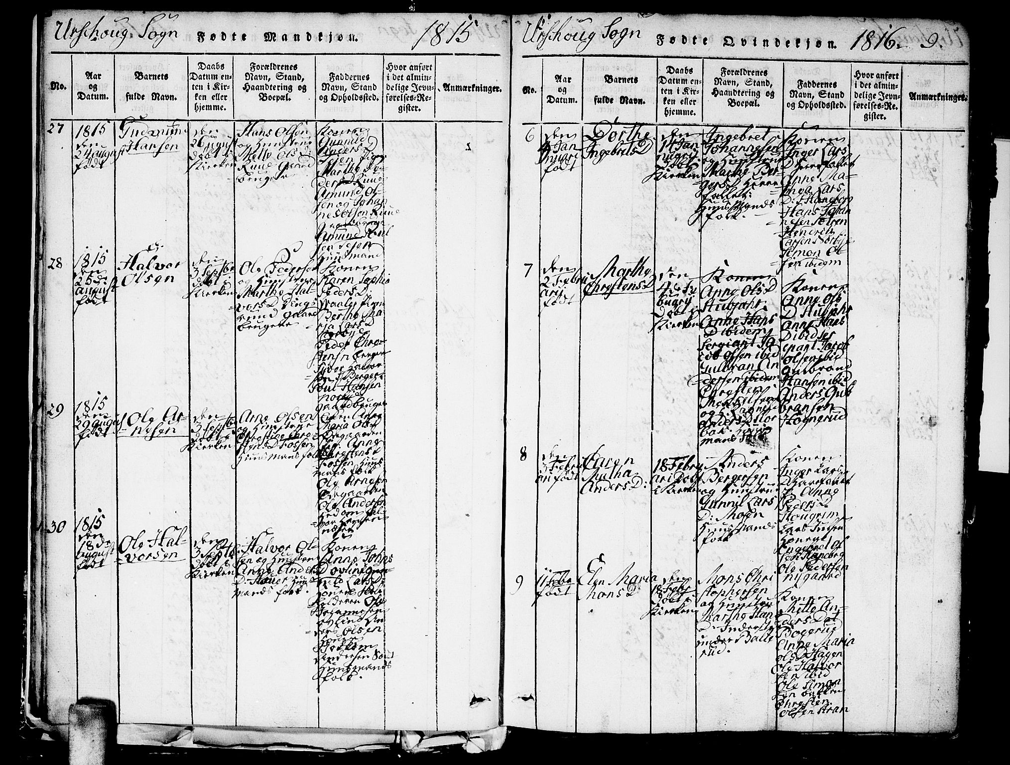 Aurskog prestekontor Kirkebøker, SAO/A-10304a/G/Ga/L0001: Parish register (copy) no. I 1, 1814-1829, p. 9