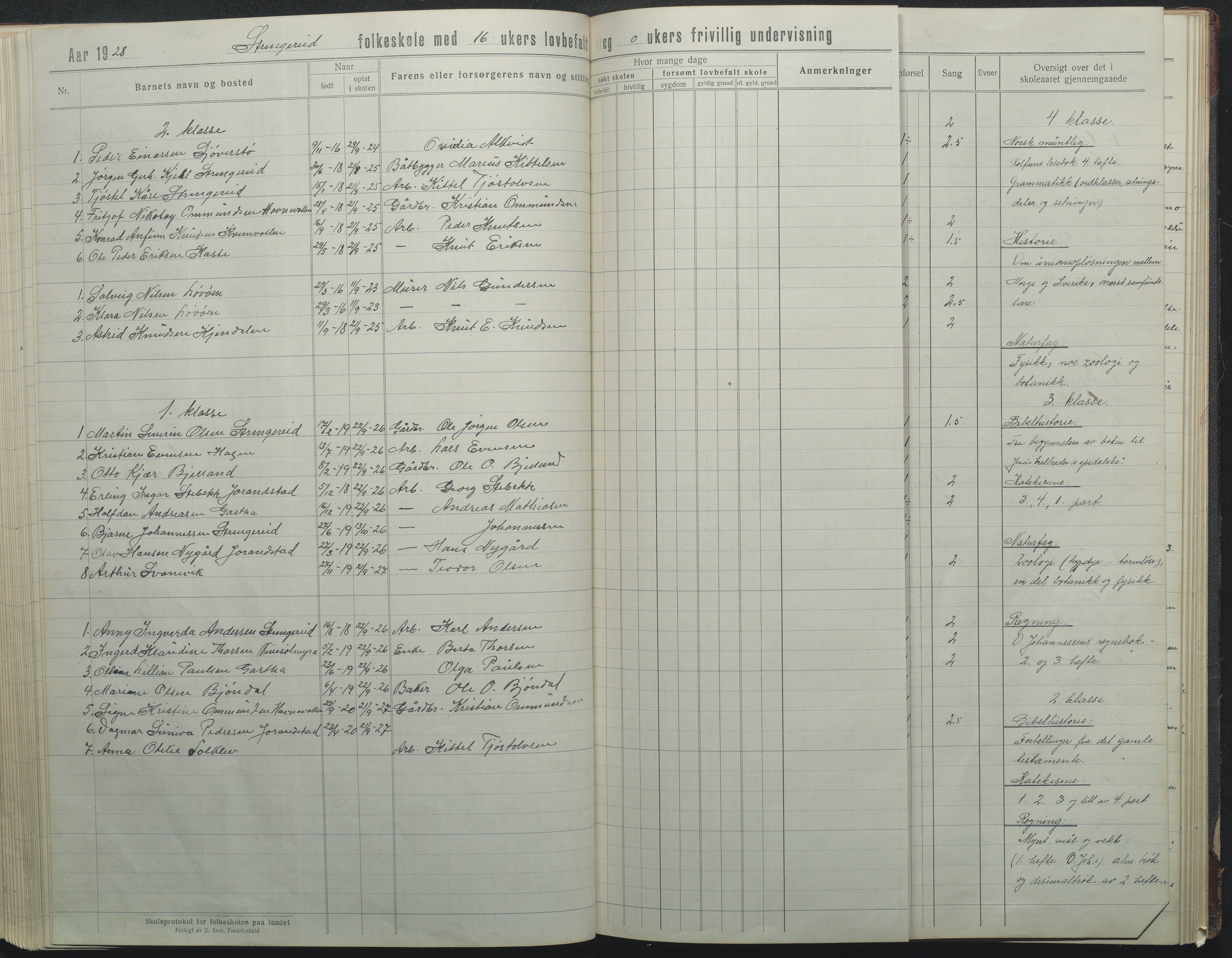 Flosta kommune, Strengereid Krets, AAKS/KA0916-550h/F01/L0004: Skoleprotokoll Strengereid skole, 1918-1944