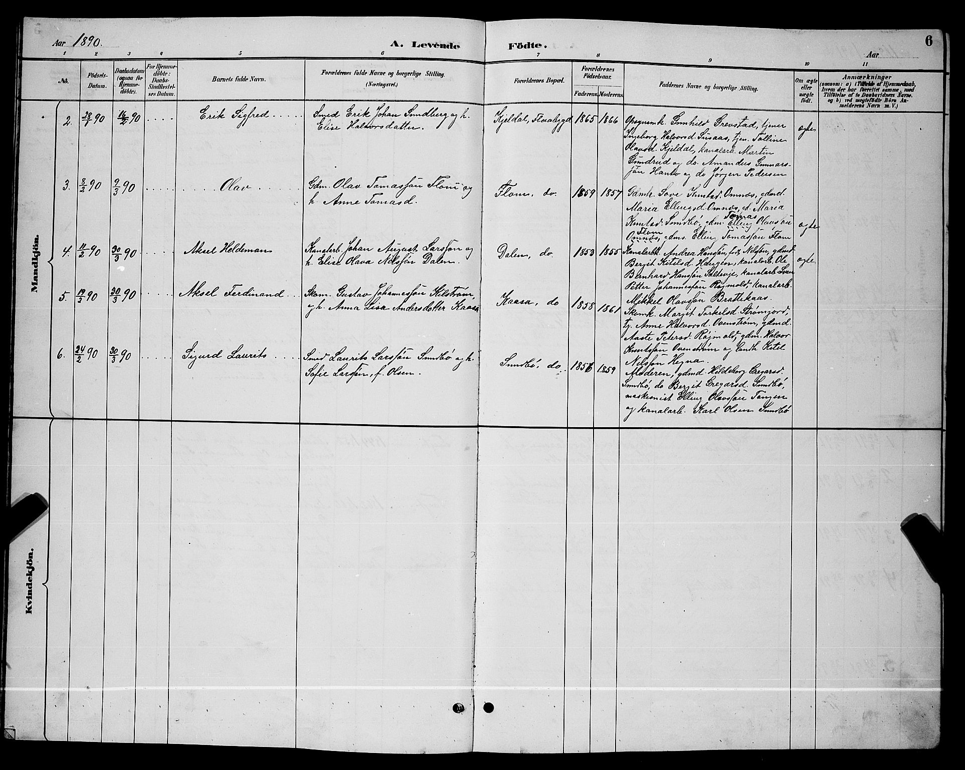 Lunde kirkebøker, SAKO/A-282/G/Gb/L0002: Parish register (copy) no. II 2, 1888-1895, p. 6