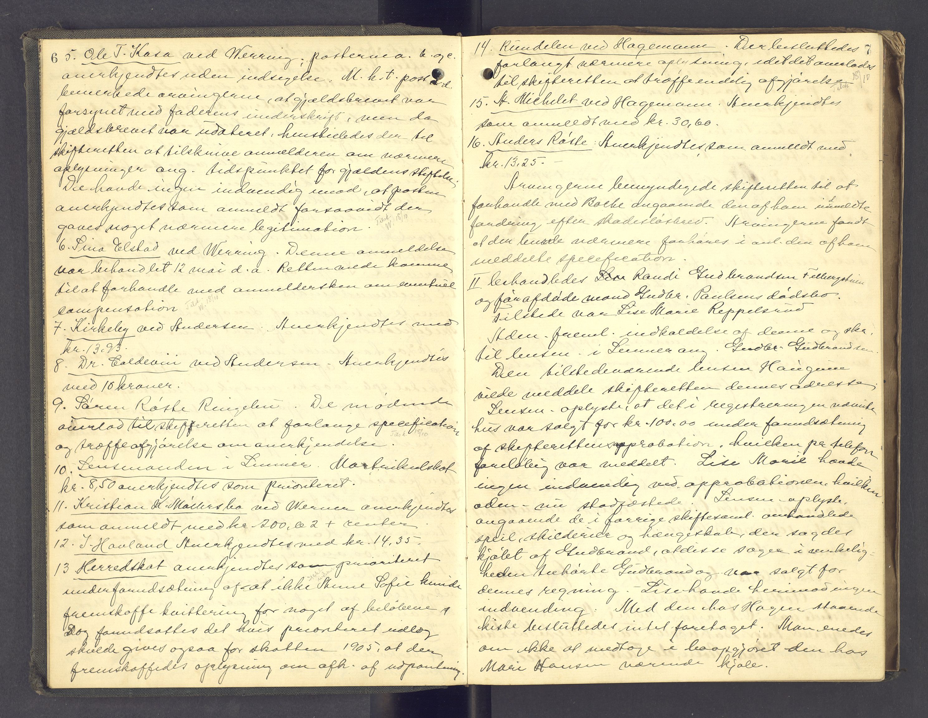 Hadeland og Land tingrett, AV/SAH-TING-010/J/Jc/L0008: Skifteforhandlingsprotokoll, 1906-1910, p. 6-7