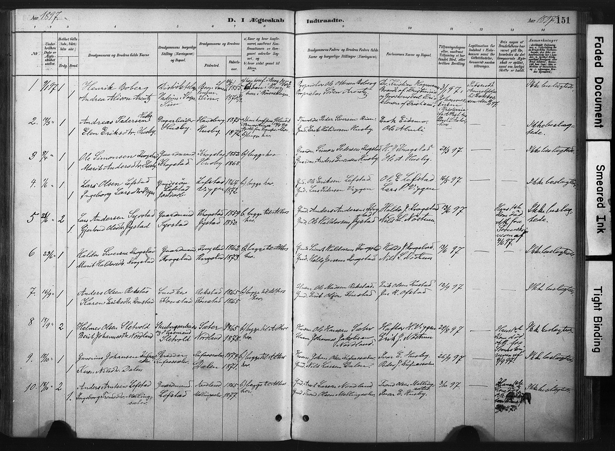 Ministerialprotokoller, klokkerbøker og fødselsregistre - Sør-Trøndelag, SAT/A-1456/667/L0795: Parish register (official) no. 667A03, 1879-1907, p. 151