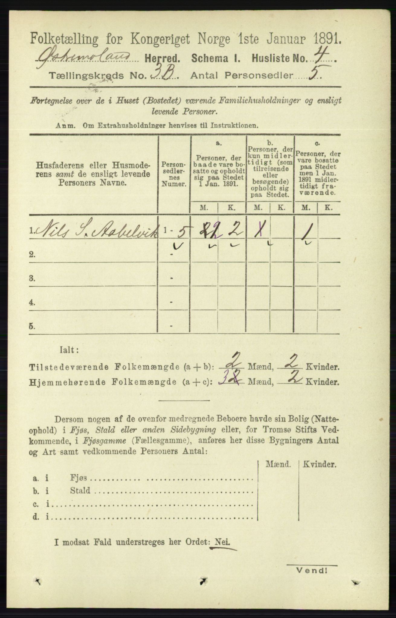 RA, 1891 census for 0918 Austre Moland, 1891, p. 1715