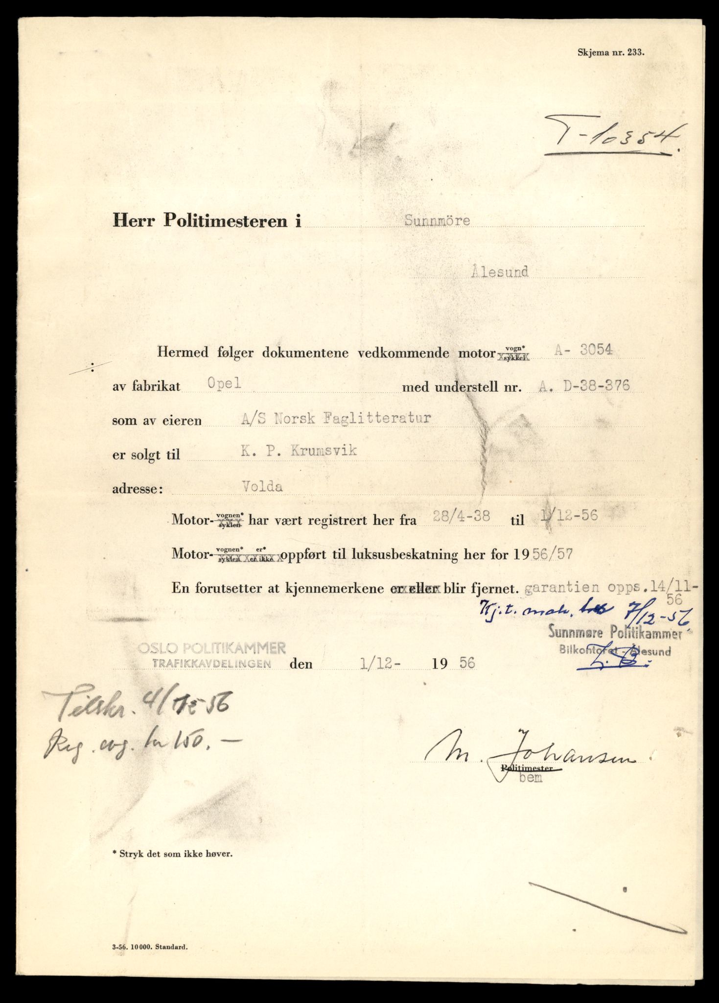 Møre og Romsdal vegkontor - Ålesund trafikkstasjon, AV/SAT-A-4099/F/Fe/L0020: Registreringskort for kjøretøy T 10351 - T 10470, 1927-1998, p. 95