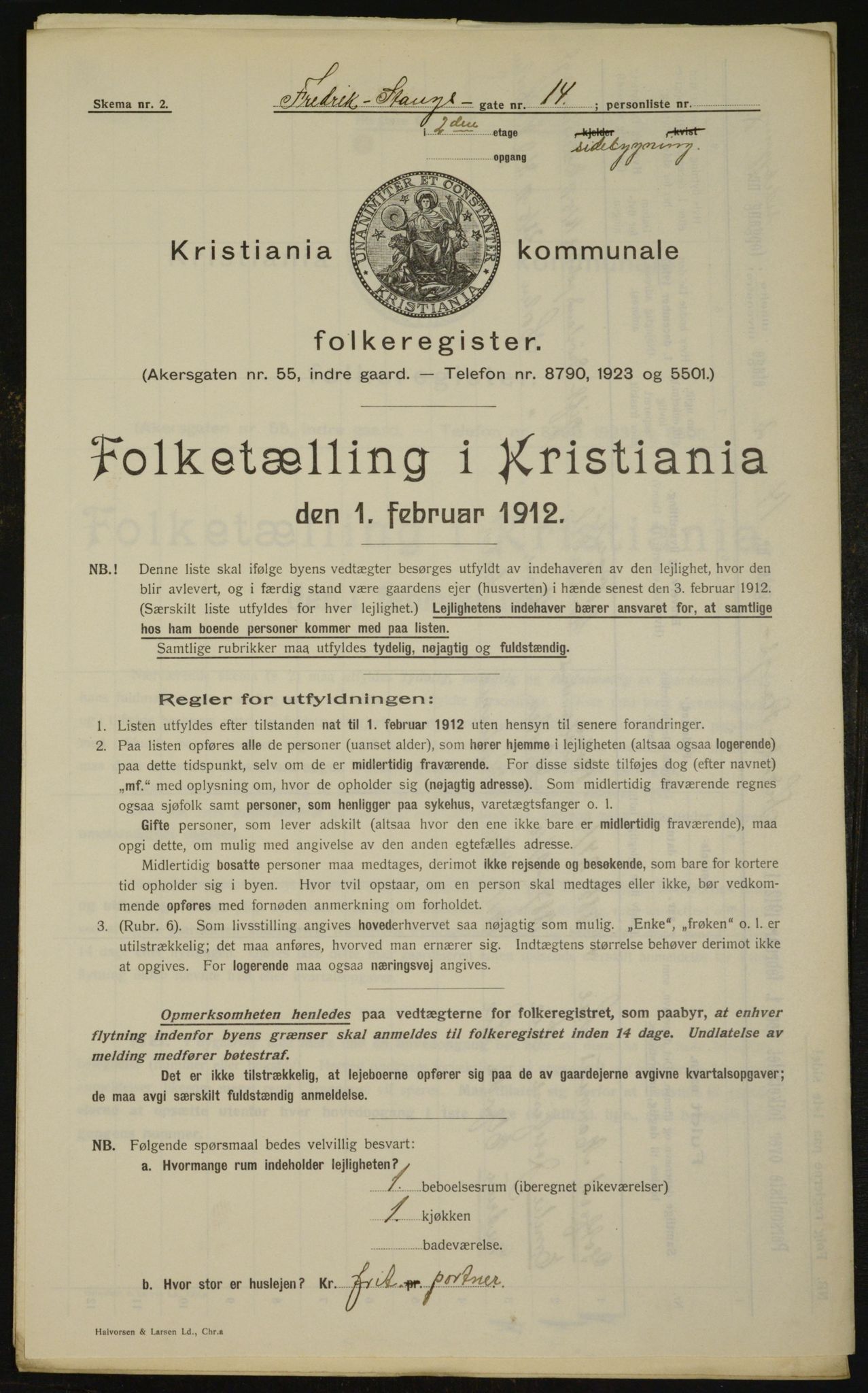 OBA, Municipal Census 1912 for Kristiania, 1912, p. 26656