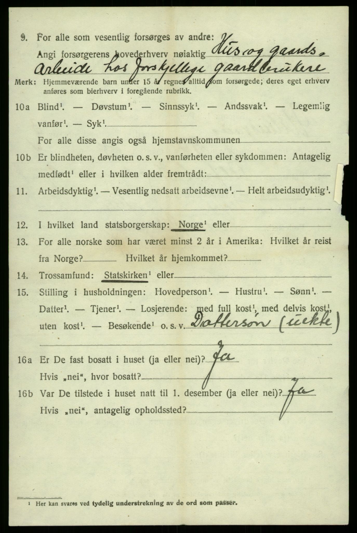 SAB, 1920 census for Ullensvang, 1920, p. 1997