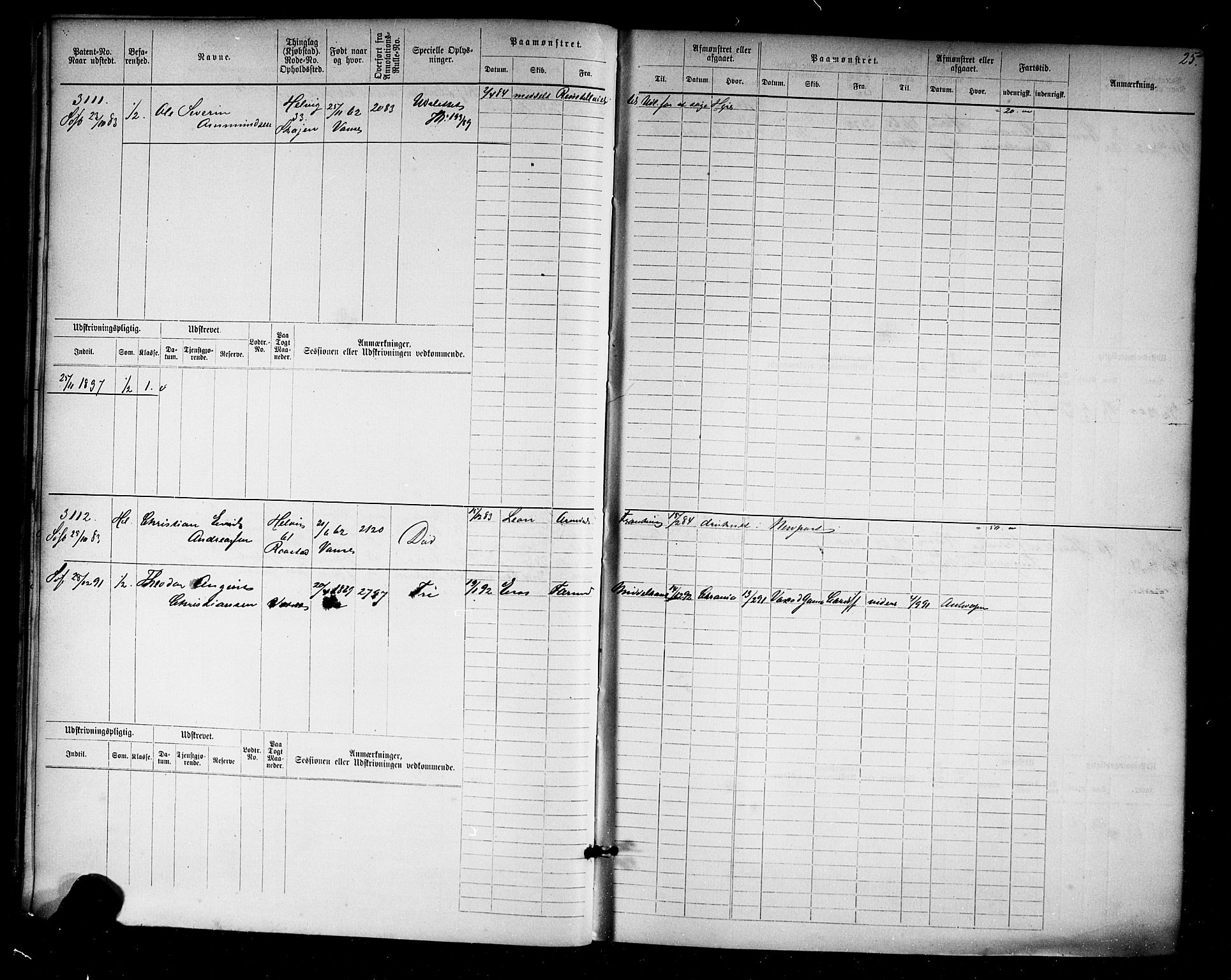 Farsund mønstringskrets, AV/SAK-2031-0017/F/Fb/L0019: Hovedrulle nr 3067-3832, Z-11, 1882-1922, p. 26