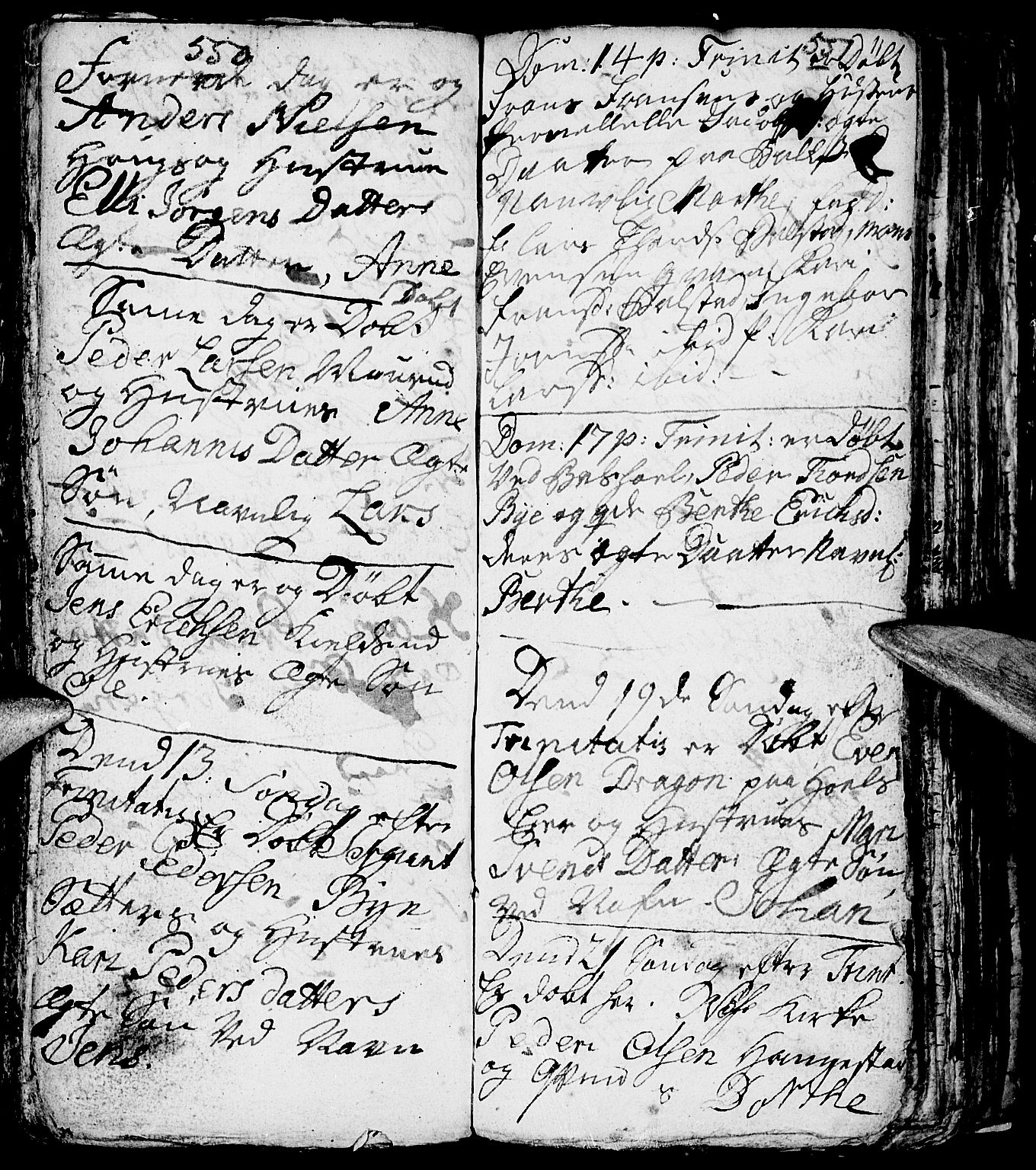 Nes prestekontor, Hedmark, AV/SAH-PREST-020/L/La/L0001: Parish register (copy) no. 1, 1663-1784, p. 550-551