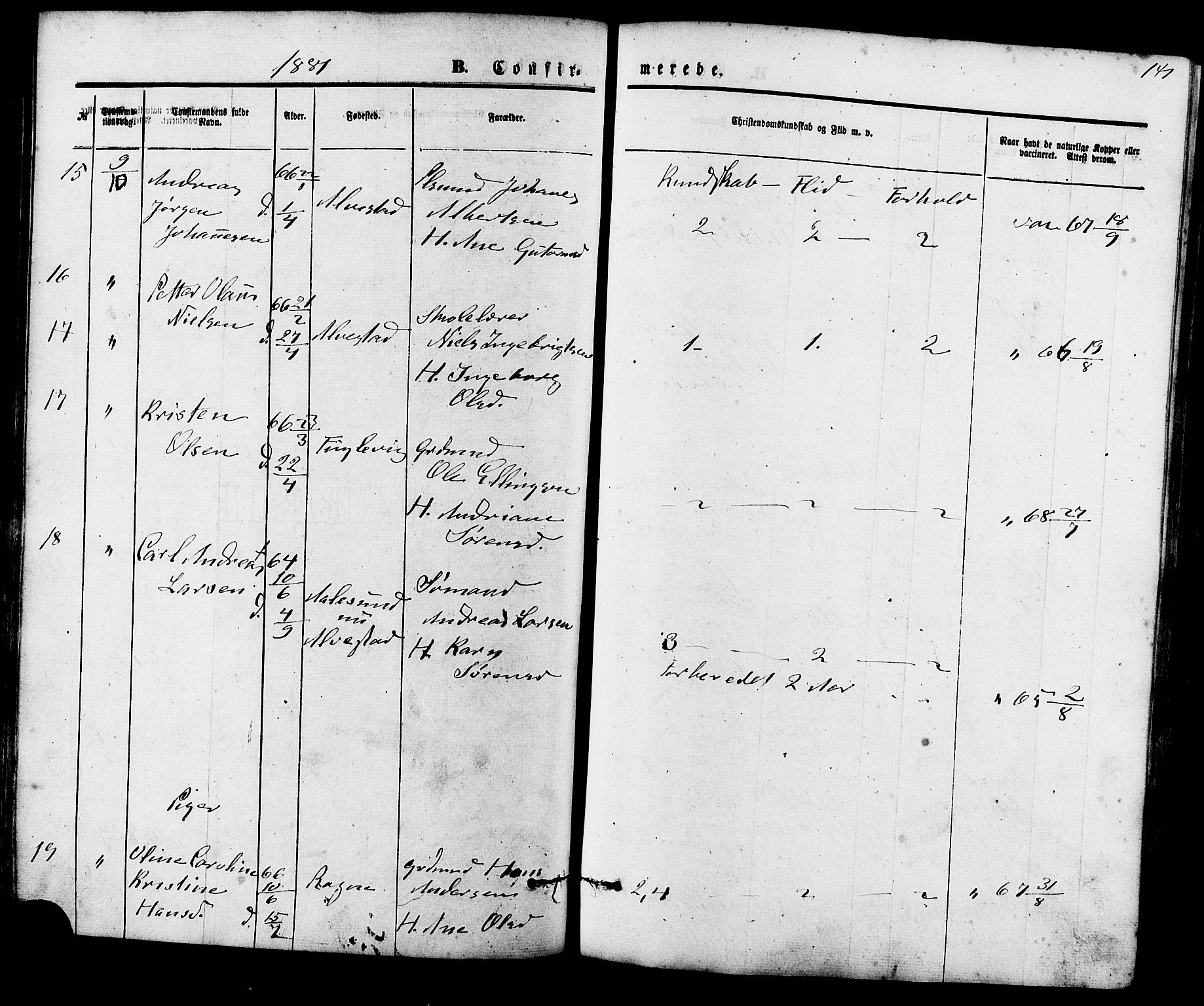 Ministerialprotokoller, klokkerbøker og fødselsregistre - Møre og Romsdal, AV/SAT-A-1454/536/L0500: Parish register (official) no. 536A09, 1876-1889, p. 141