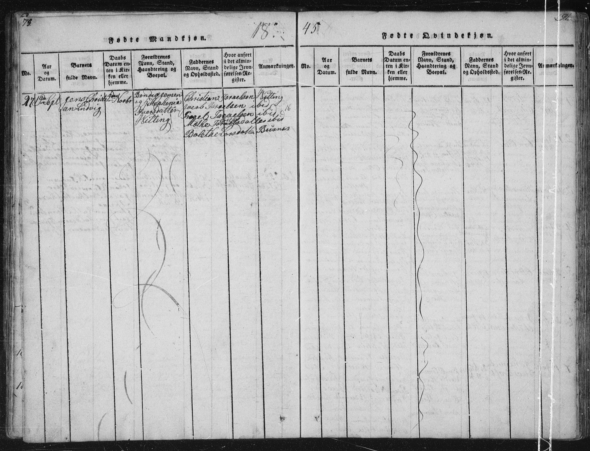 Ministerialprotokoller, klokkerbøker og fødselsregistre - Nordland, AV/SAT-A-1459/881/L1164: Parish register (copy) no. 881C01, 1818-1853, p. 74-75