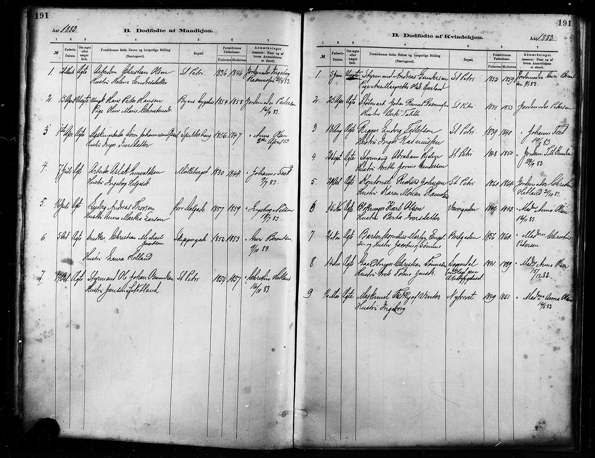 St. Petri sokneprestkontor, AV/SAST-A-101813/001/30/30BA/L0017: Parish register (official) no. A 17, 1879-1895, p. 191