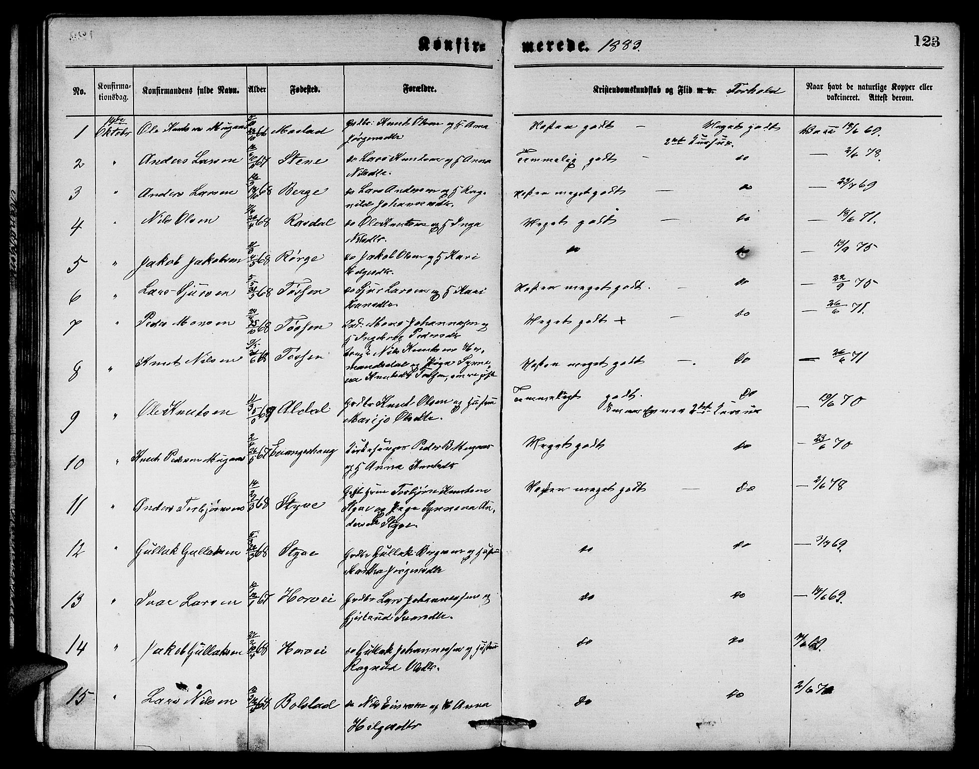 Evanger sokneprestembete, SAB/A-99924: Parish register (copy) no. A 3, 1875-1887, p. 123