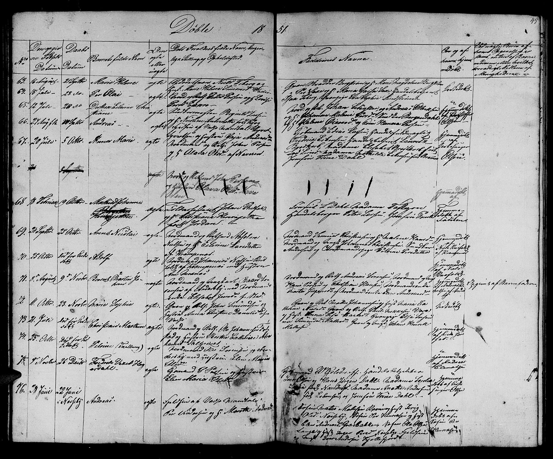 Vadsø sokneprestkontor, SATØ/S-1325/H/Hb/L0001klokker: Parish register (copy) no. 1, 1843-1853, p. 45