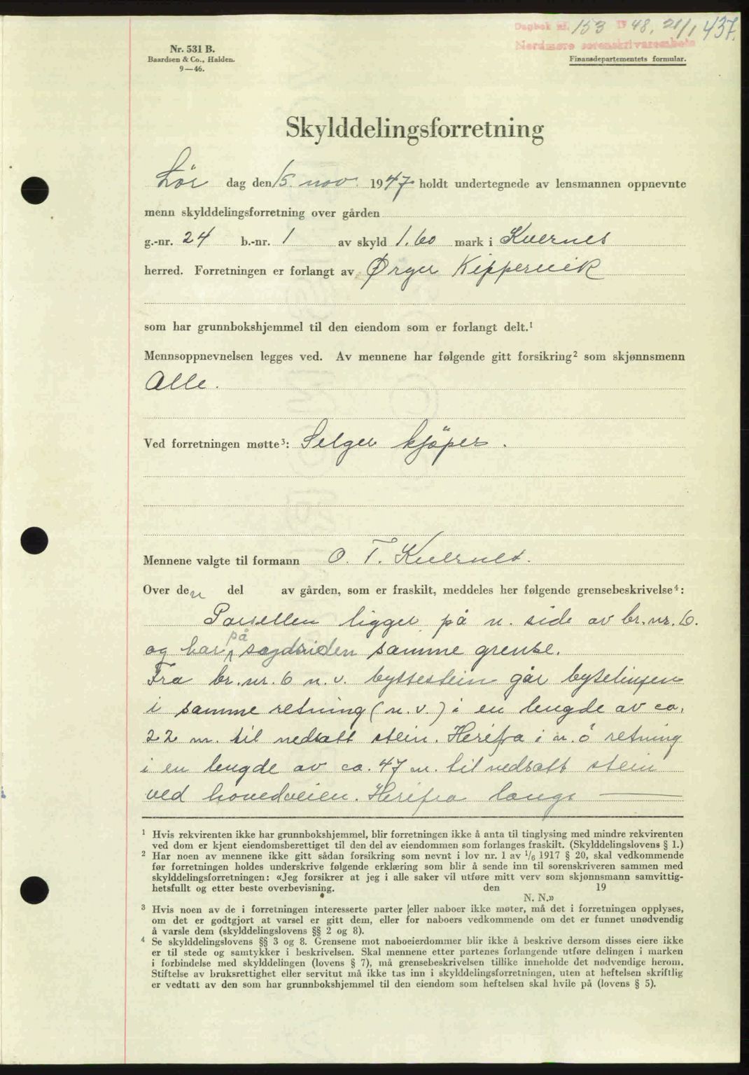 Nordmøre sorenskriveri, AV/SAT-A-4132/1/2/2Ca: Mortgage book no. A107, 1947-1948, Diary no: : 153/1948