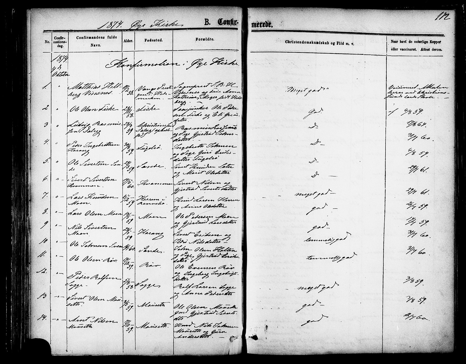Ministerialprotokoller, klokkerbøker og fødselsregistre - Møre og Romsdal, SAT/A-1454/595/L1046: Parish register (official) no. 595A08, 1874-1884, p. 112
