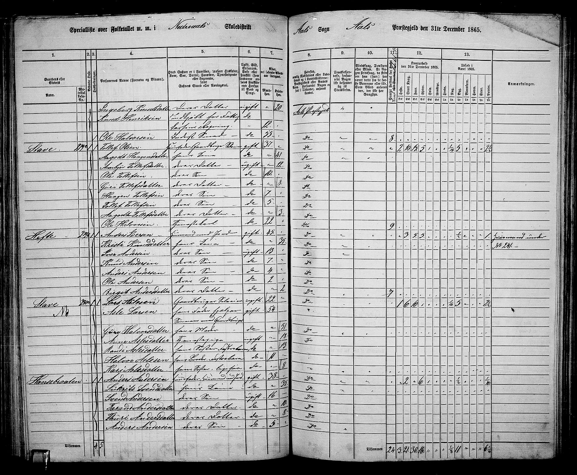 RA, 1865 census for Ål, 1865, p. 149