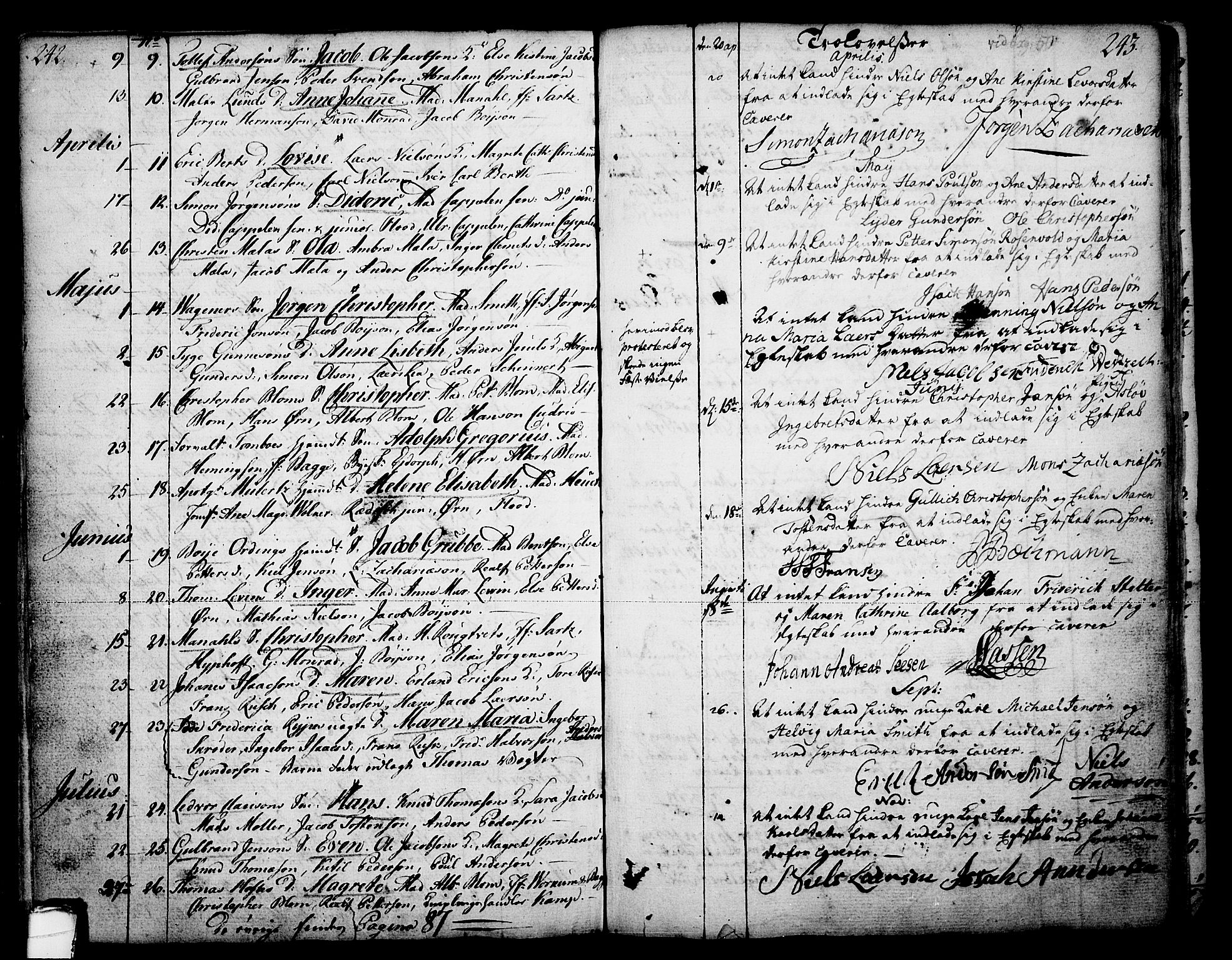 Skien kirkebøker, SAKO/A-302/F/Fa/L0003: Parish register (official) no. 3, 1755-1791, p. 242-243