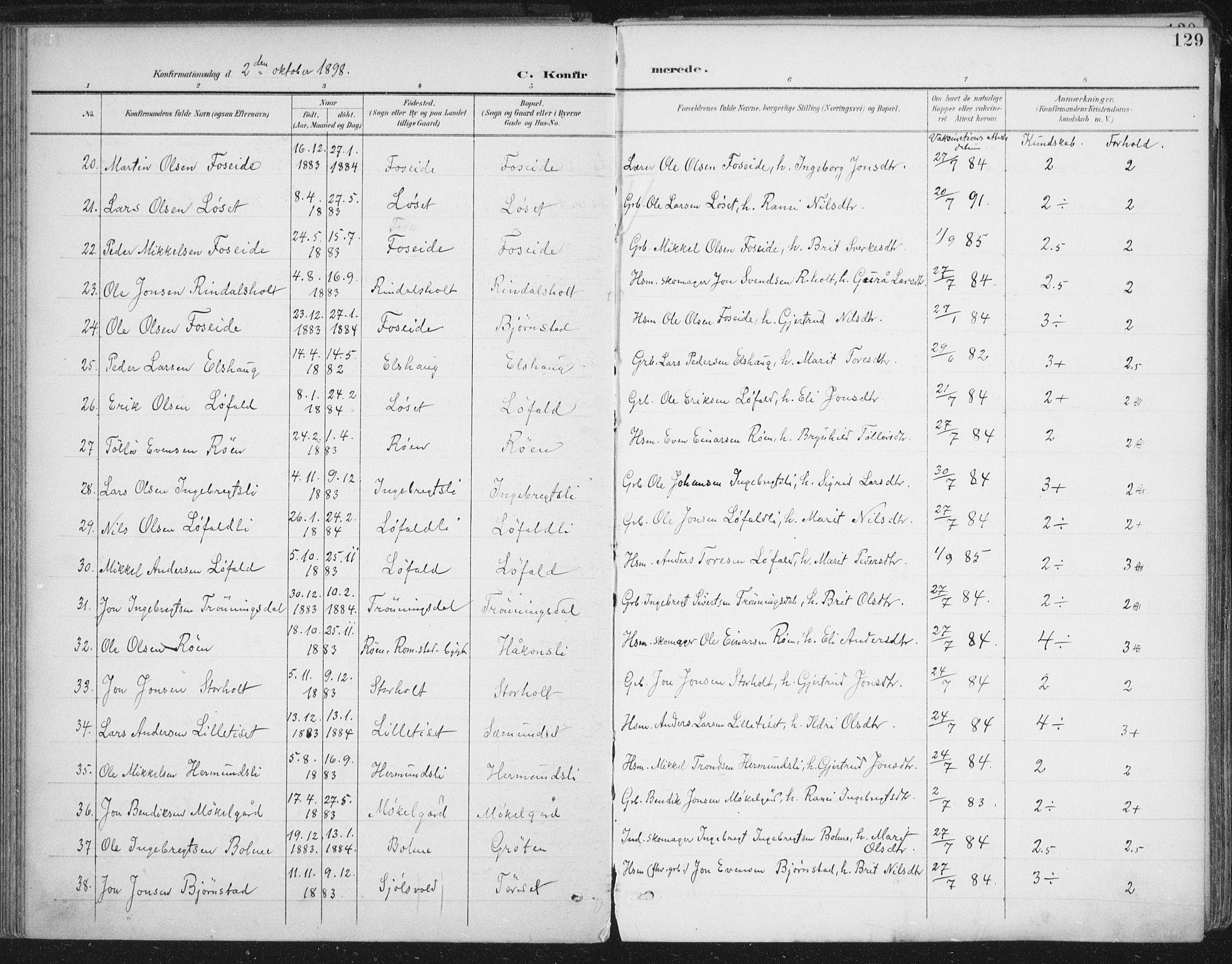 Ministerialprotokoller, klokkerbøker og fødselsregistre - Møre og Romsdal, AV/SAT-A-1454/598/L1072: Parish register (official) no. 598A06, 1896-1910, p. 129