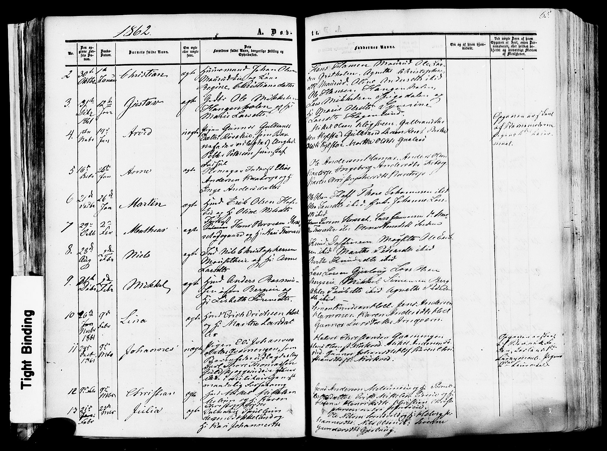 Vang prestekontor, Hedmark, SAH/PREST-008/H/Ha/Haa/L0013: Parish register (official) no. 13, 1855-1879, p. 65