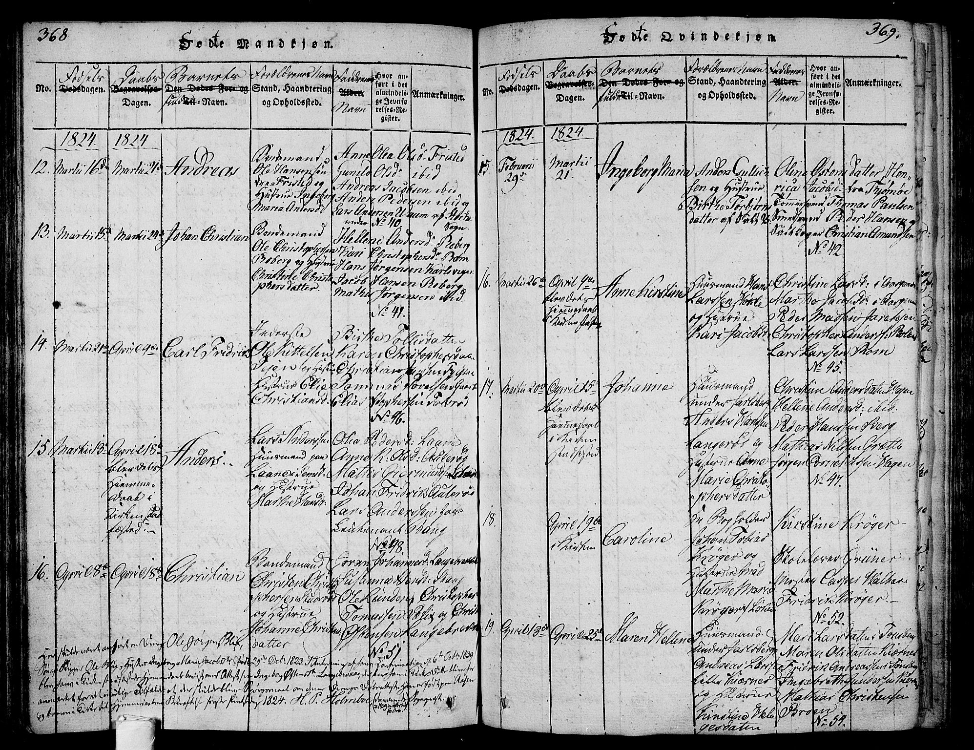 Sem kirkebøker, AV/SAKO-A-5/F/Fa/L0004: Parish register (official) no. I 4, 1814-1825, p. 368-369