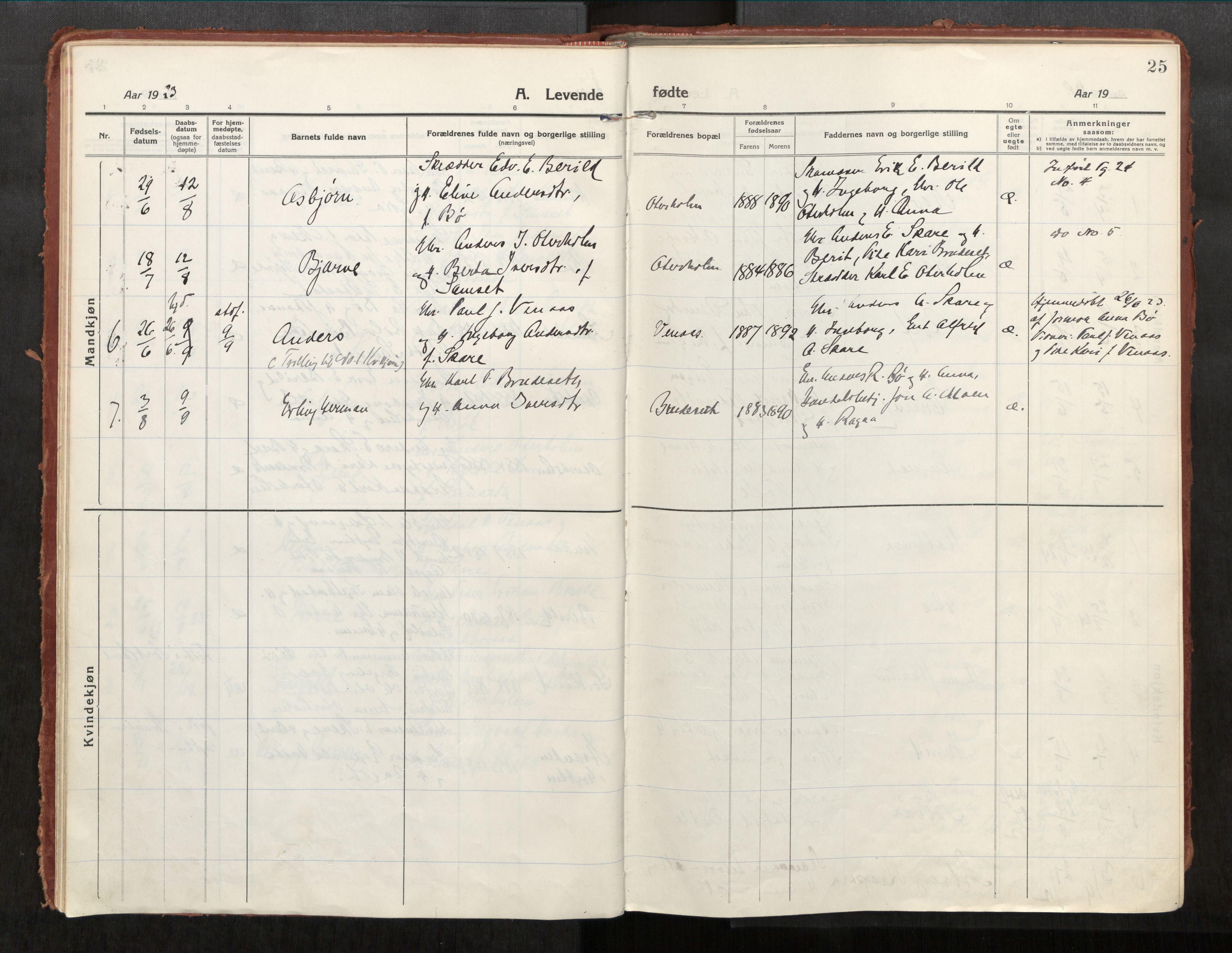 Eid sokneprestkontor, AV/SAT-A-1254: Parish register (official) no. 543A04, 1916-1956, p. 25