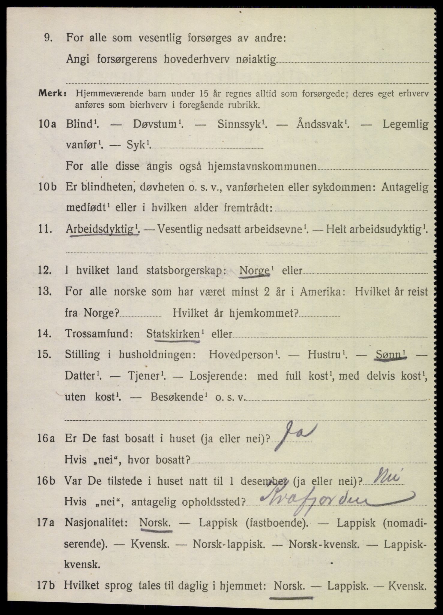 SAT, 1920 census for Vevelstad, 1920, p. 1873