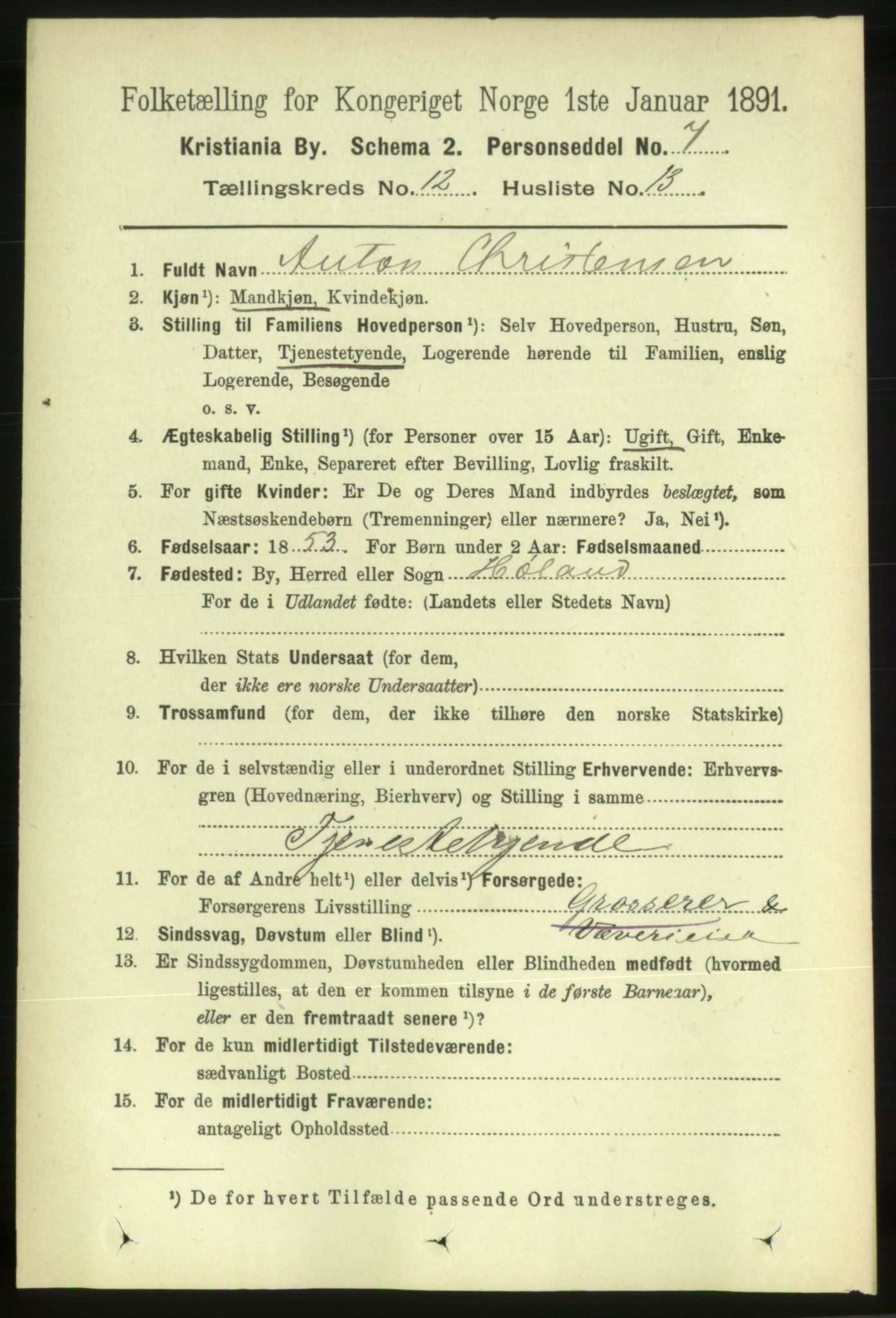 RA, 1891 census for 0301 Kristiania, 1891, p. 5708