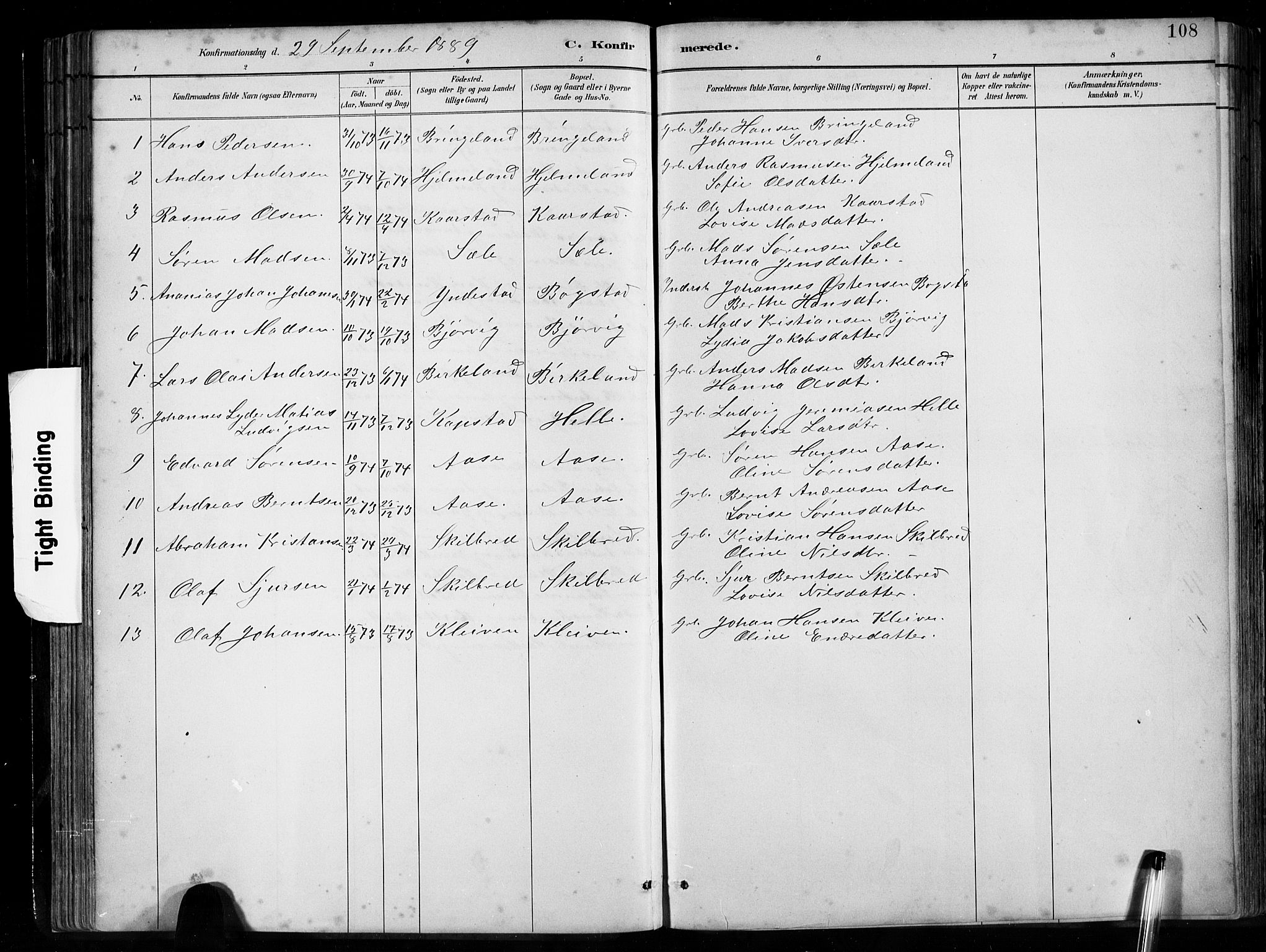 Gaular sokneprestembete, SAB/A-80001/H/Hab: Parish register (copy) no. B 3, 1882-1913, p. 108