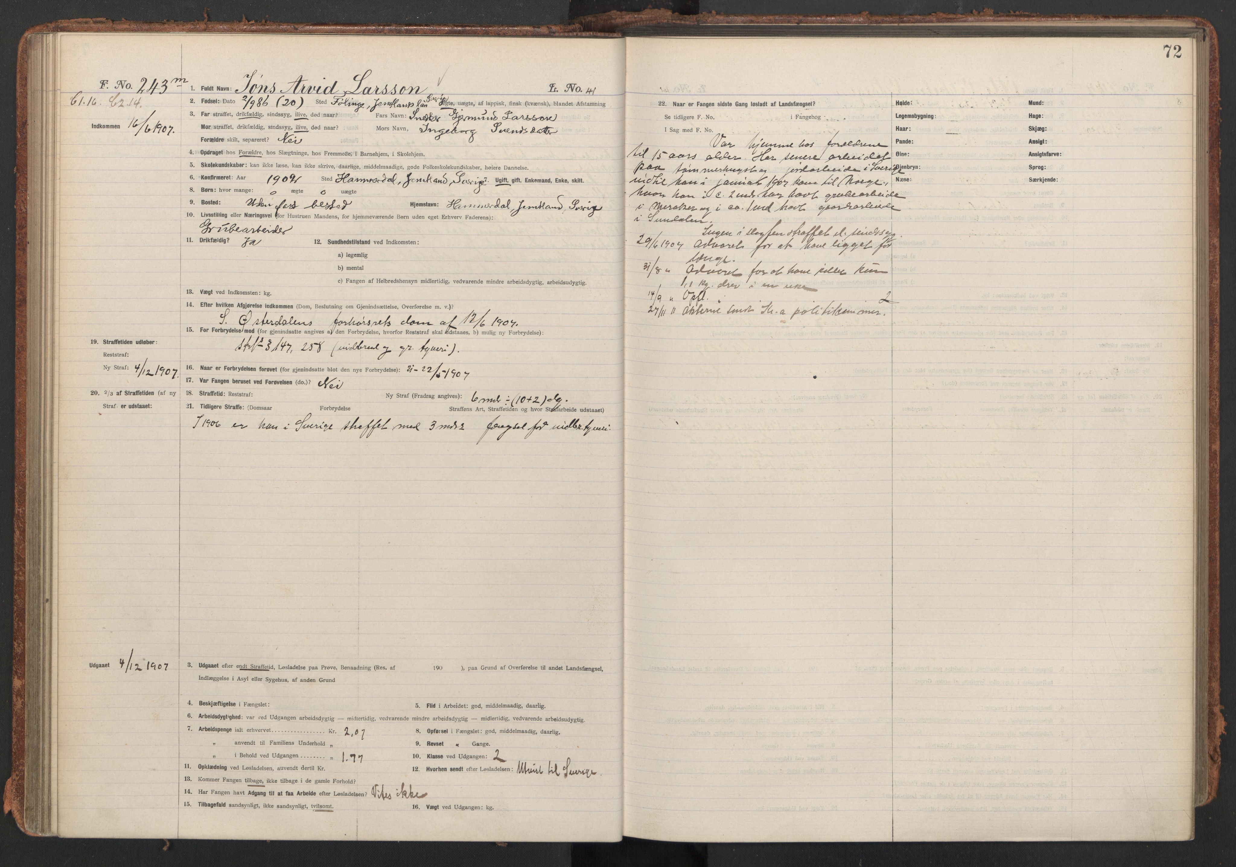 Botsfengslet, AV/RA-S-1539/D/Db/Dbb/L0041: 172m - 530m, 1907-1908, p. 72