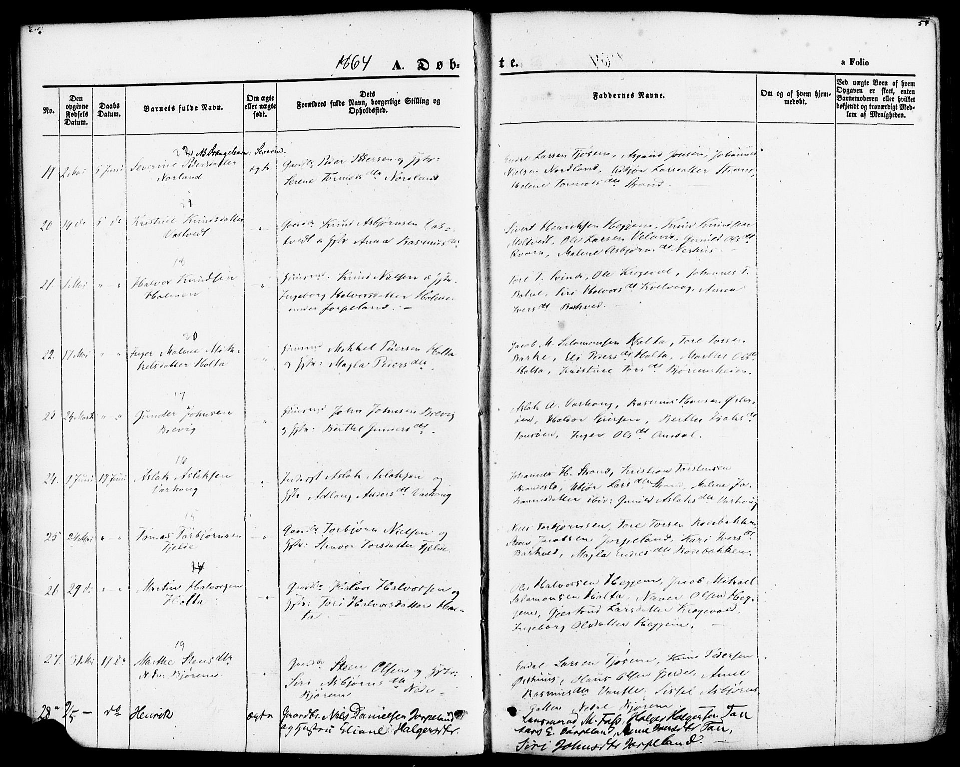 Strand sokneprestkontor, AV/SAST-A-101828/H/Ha/Haa/L0007: Parish register (official) no. A 7, 1855-1881, p. 54