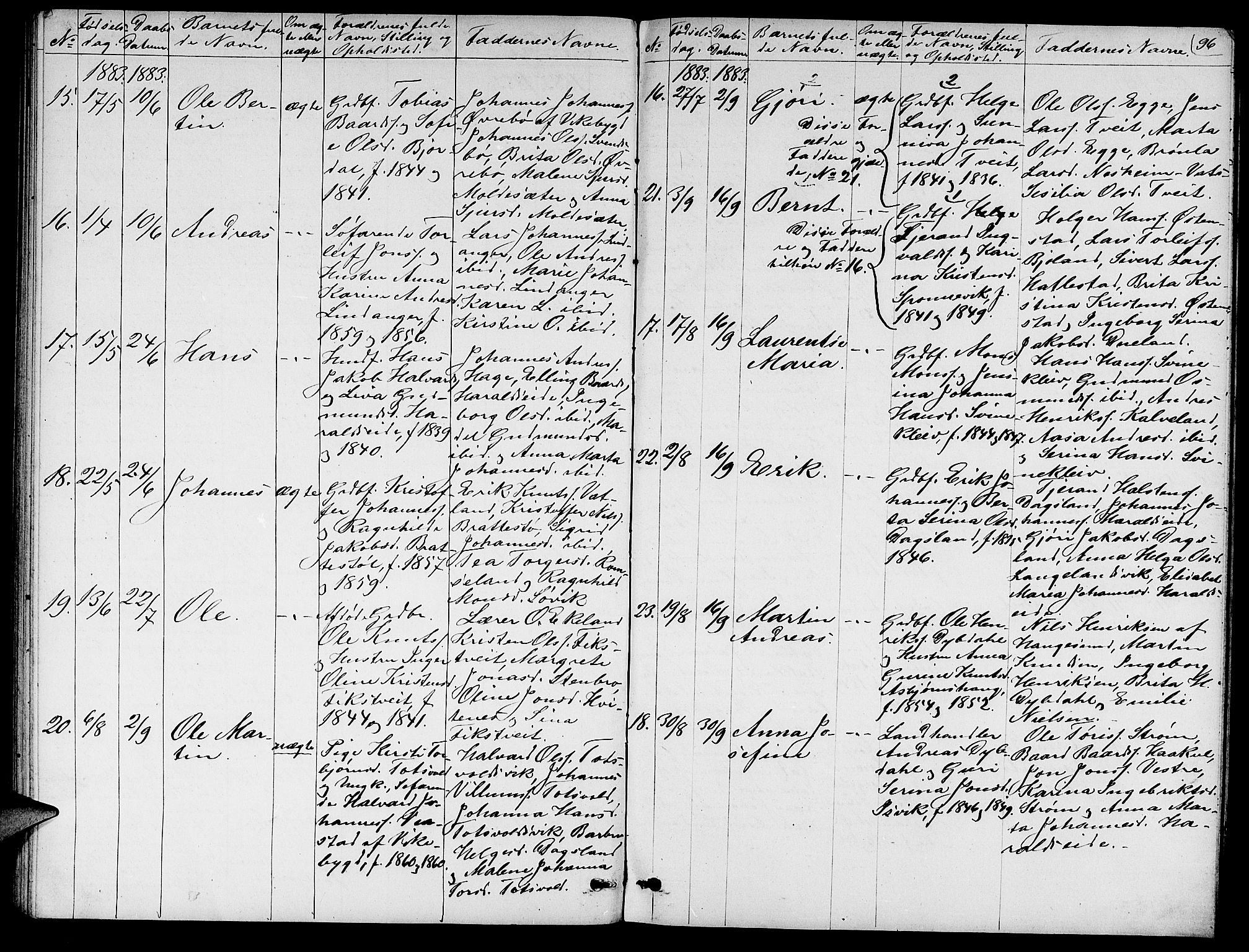 Skjold sokneprestkontor, AV/SAST-A-101847/H/Ha/Hab/L0005: Parish register (copy) no. B 5, 1867-1884, p. 96