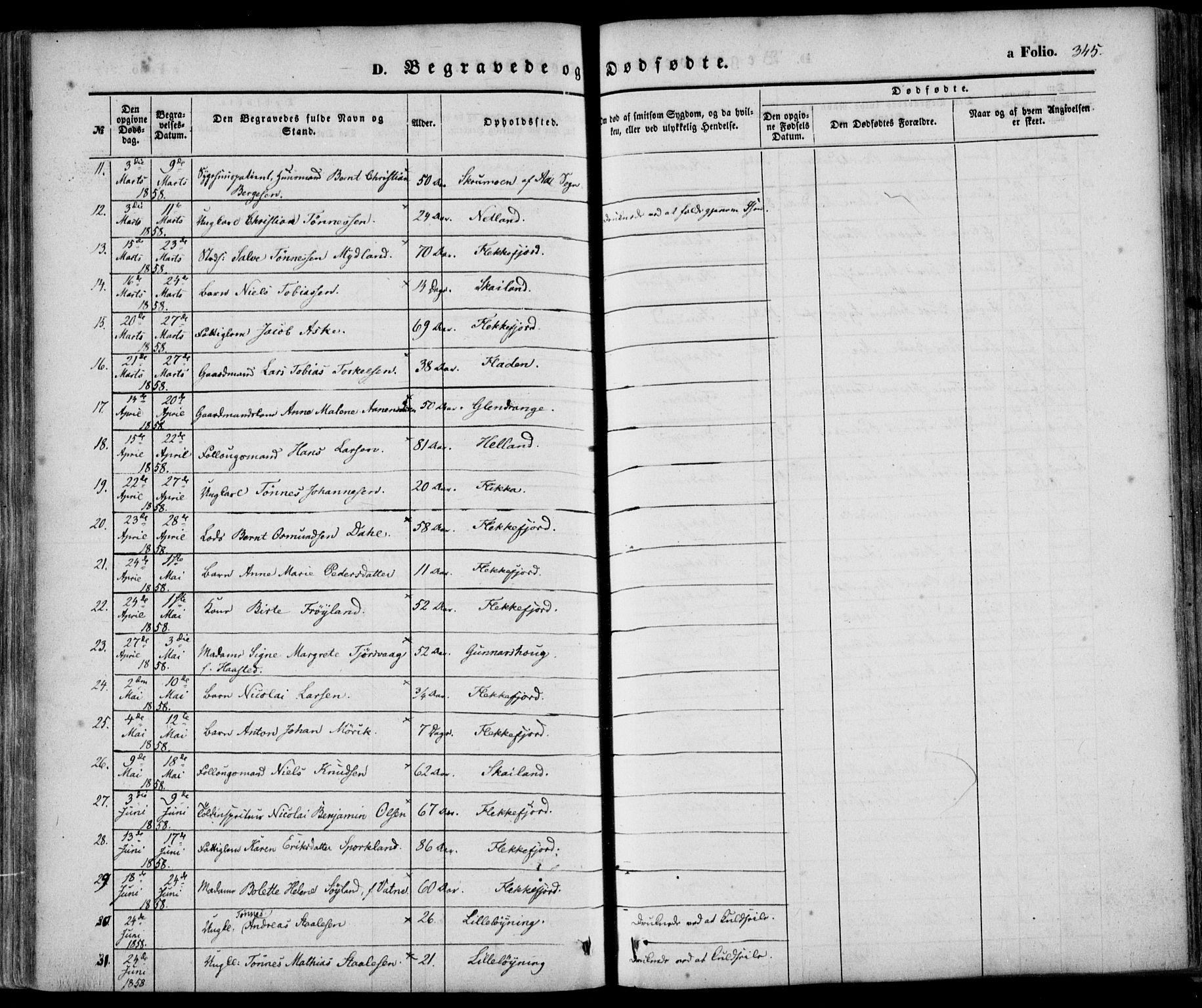 Flekkefjord sokneprestkontor, AV/SAK-1111-0012/F/Fa/Fac/L0005: Parish register (official) no. A 5, 1849-1875, p. 345