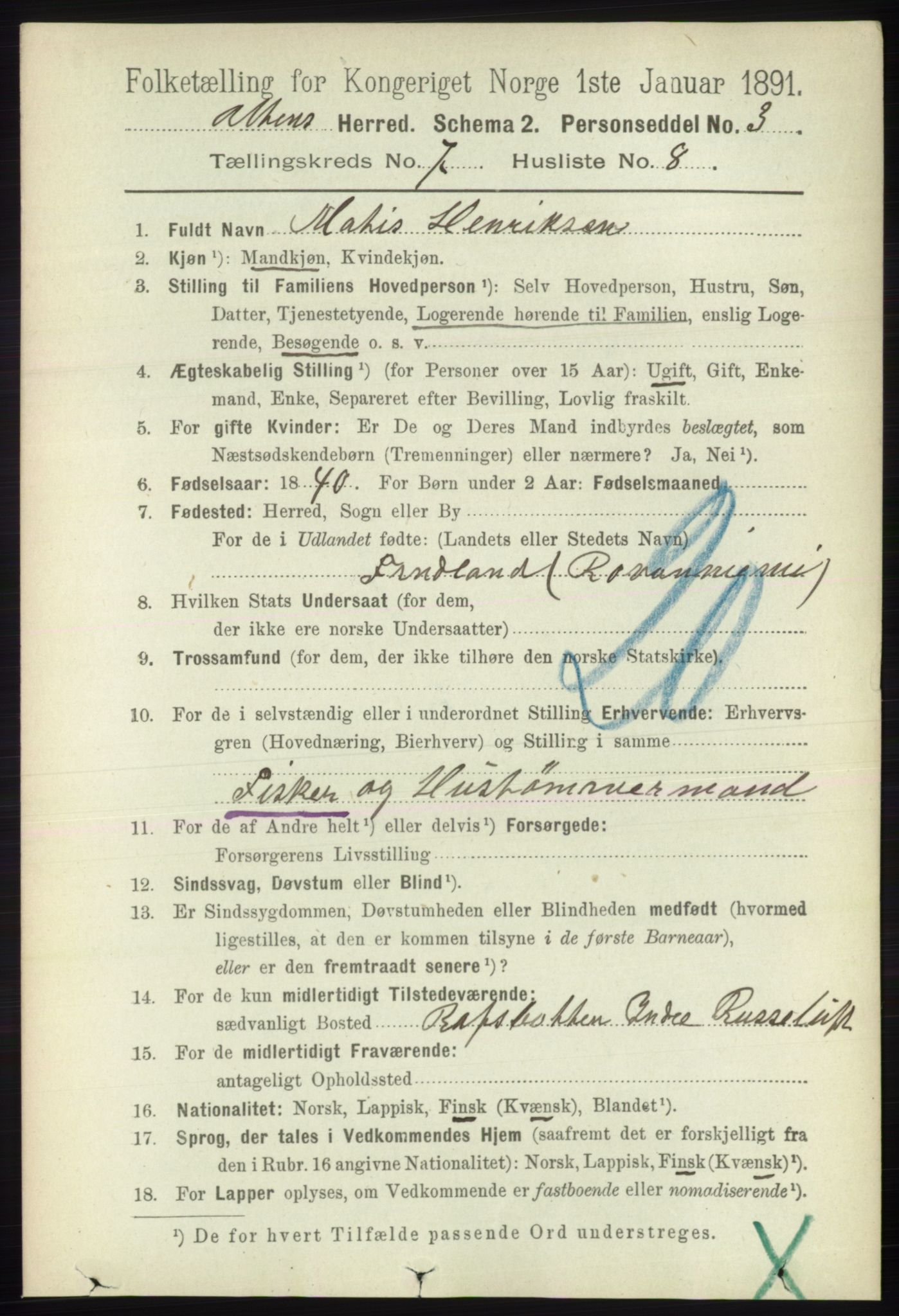 RA, 1891 census for 2012 Alta, 1891, p. 2146