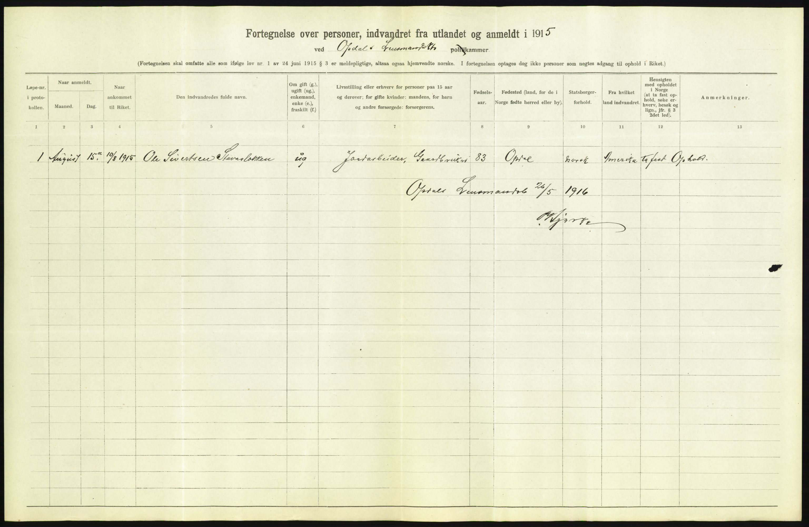 Statistisk sentralbyrå, Sosioøkonomiske emner, Folketellinger, boliger og boforhold, AV/RA-S-2231/F/Fa/L0001: Innvandring. Navn/fylkesvis, 1915, p. 508