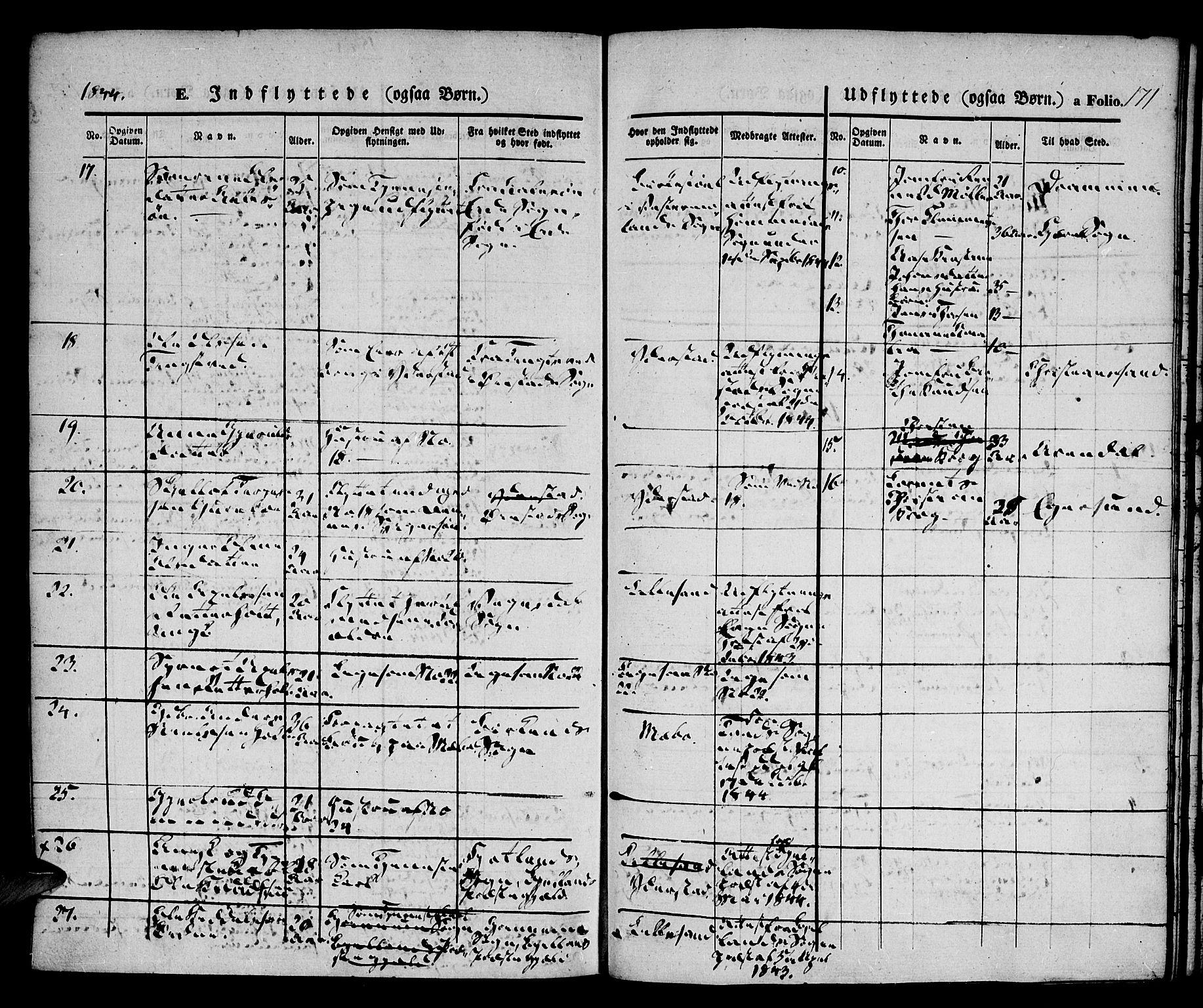 Vestre Moland sokneprestkontor, AV/SAK-1111-0046/F/Fa/Fab/L0005: Parish register (official) no. A 5, 1841-1849, p. 171